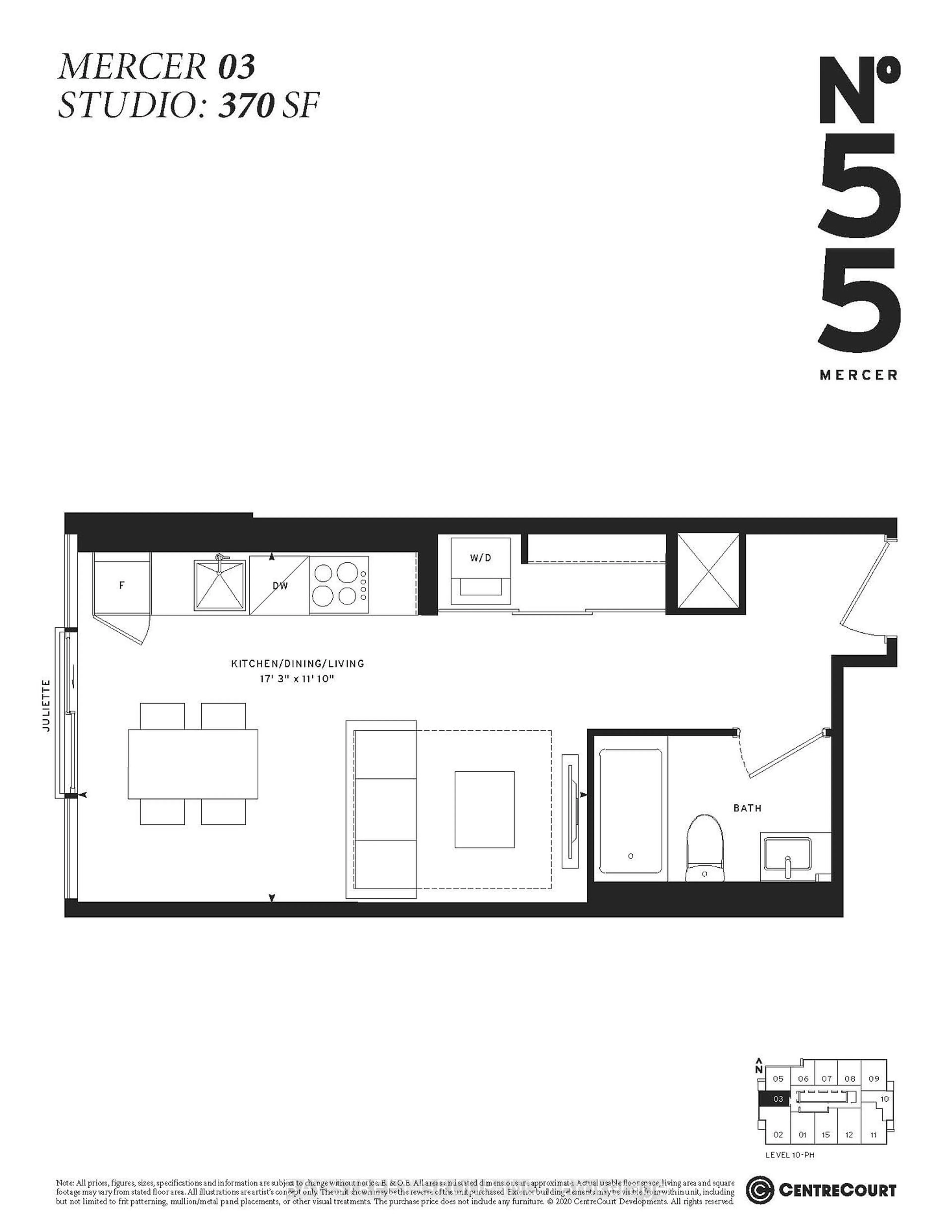 Floor plan for 55 Mercer St #2103, Toronto Ontario M5V 0W4