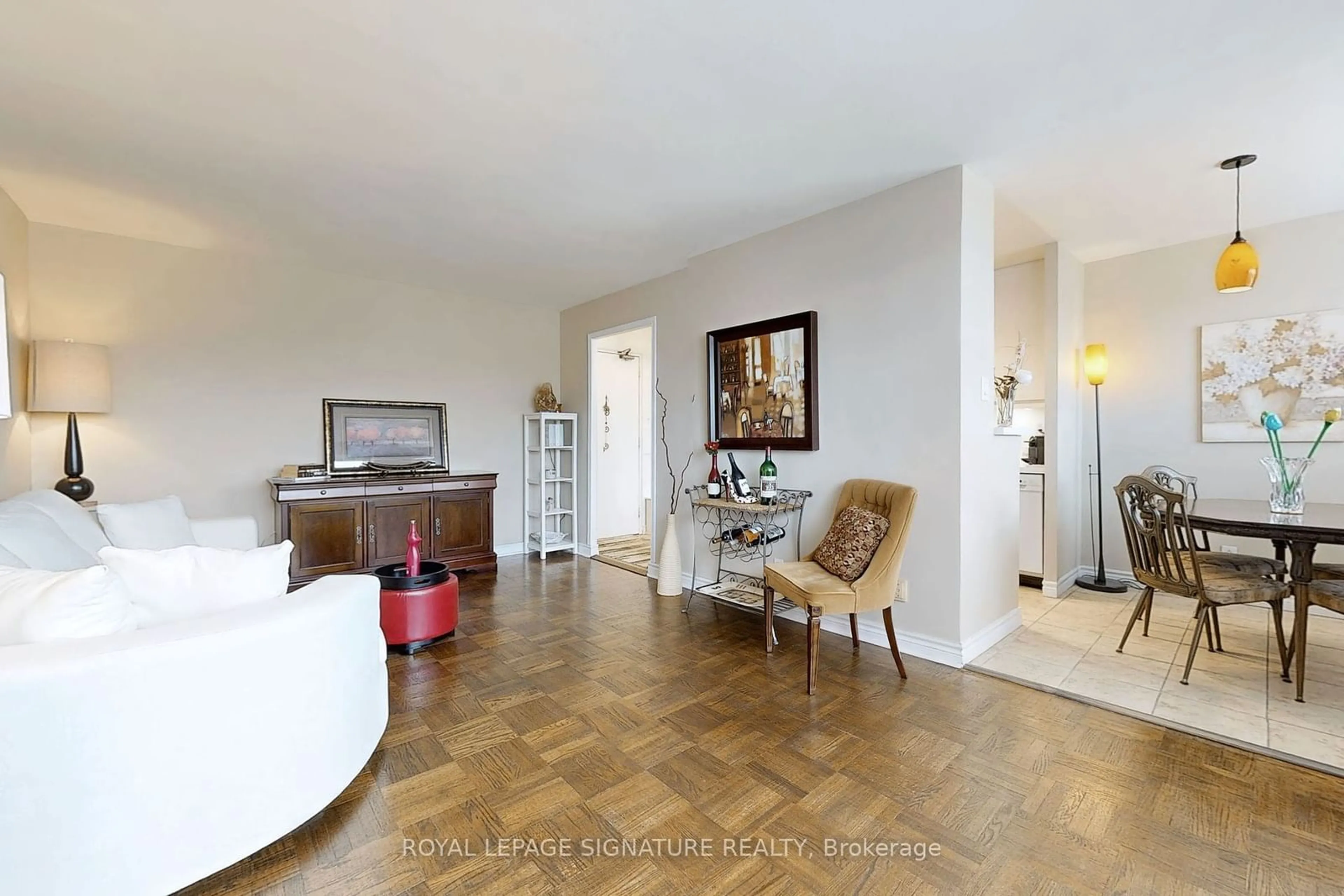 Living room, wood floors for 219 Wilson Ave #205, Toronto Ontario M5M 3B2