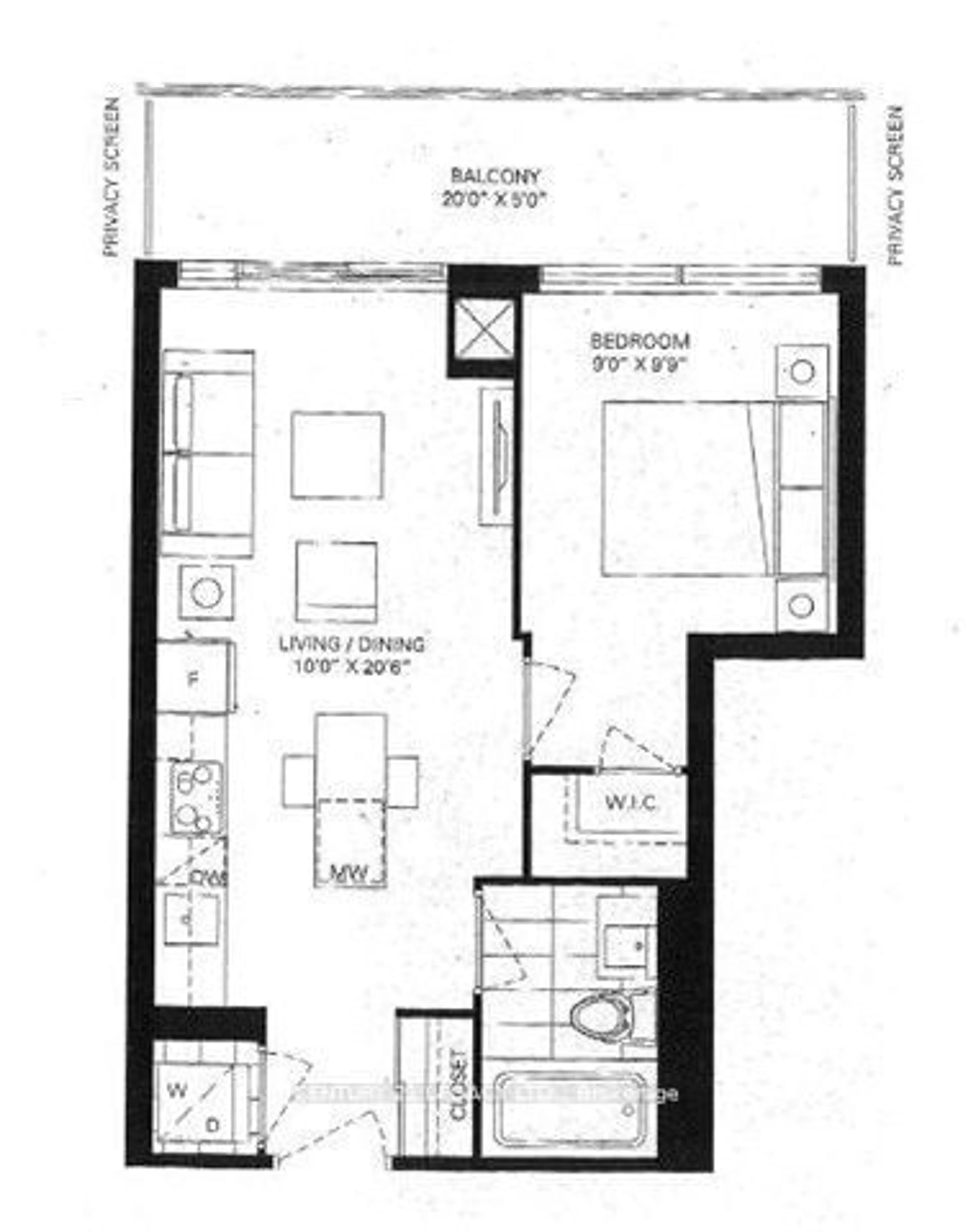 Floor plan for 1030 King St #308, Toronto Ontario M6K 0B4