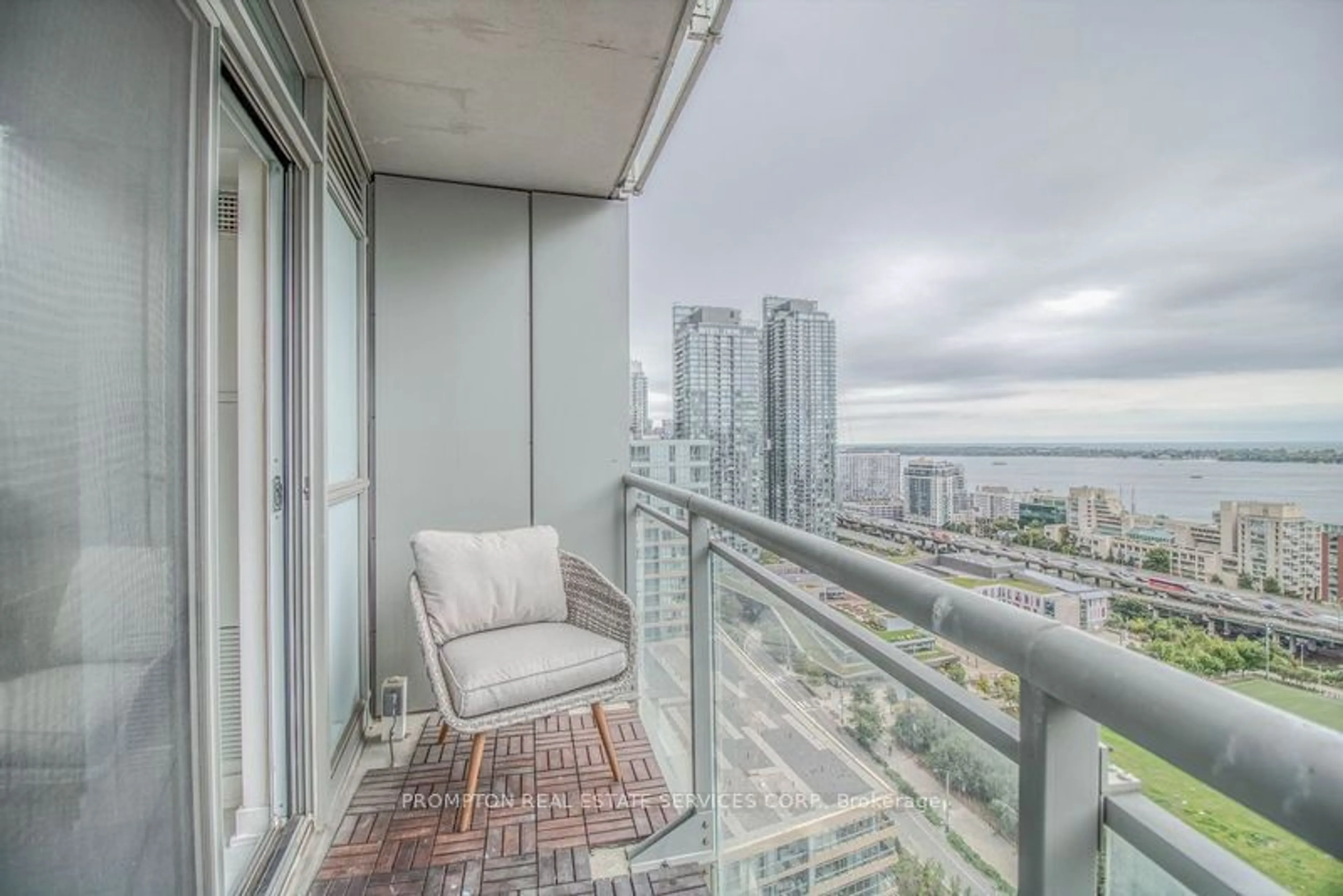 Balcony in the apartment, city buildings view from balcony for 21 Iceboat Terr #2608, Toronto Ontario M5V 4A9