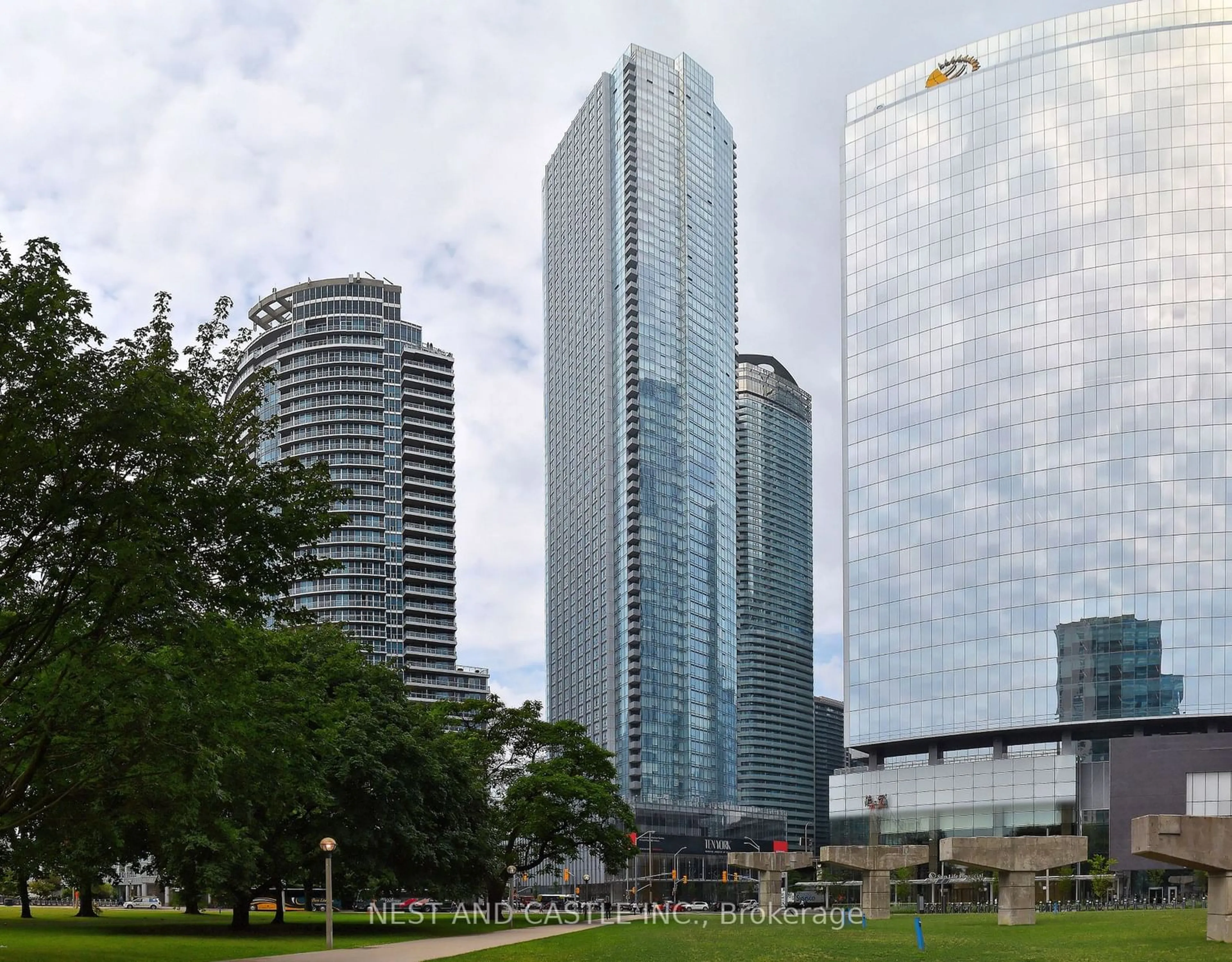 A pic from exterior of the house or condo, the view of city buildings for 10 York St #5707, Toronto Ontario M5J 0E1