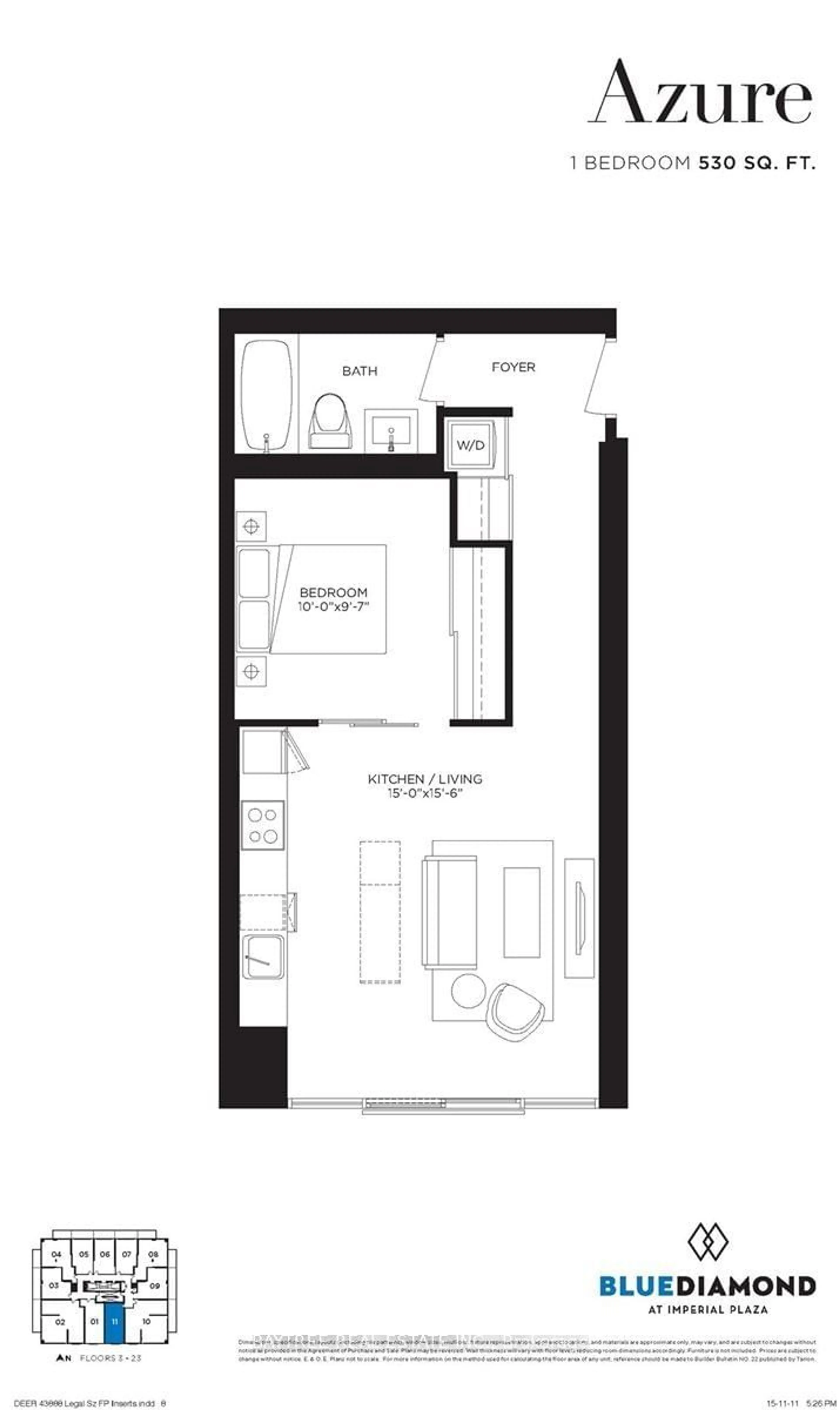 Floor plan for 99 Foxbar Rd #1411, Toronto Ontario M4V 0B2