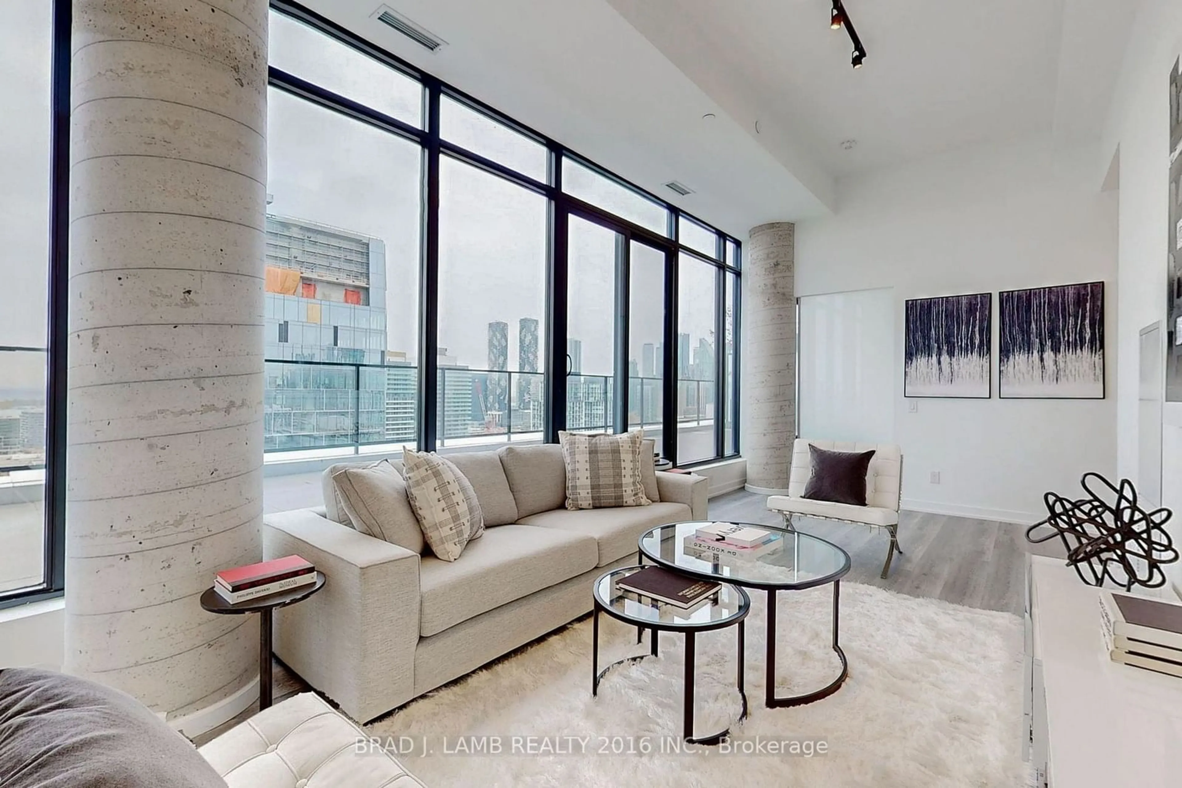 Living room, wood floors for 55 Ontario St #2502, Toronto Ontario M5A 0T8