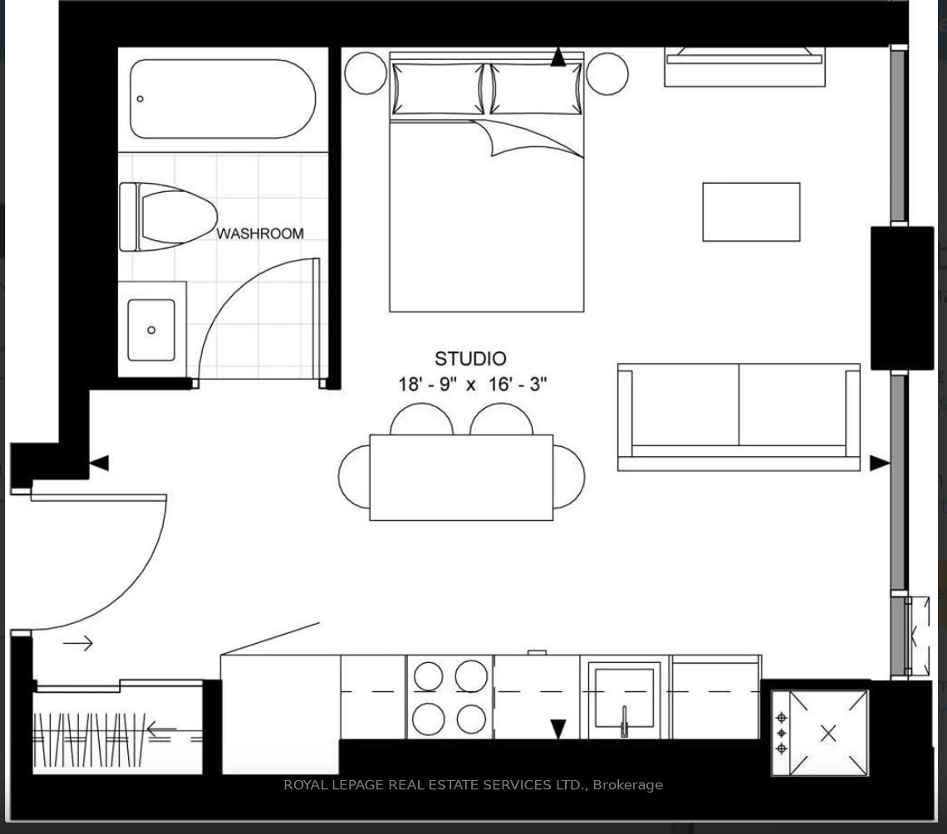 Floor plan for 8 Widmer St #806, Toronto Ontario M5V 2E7