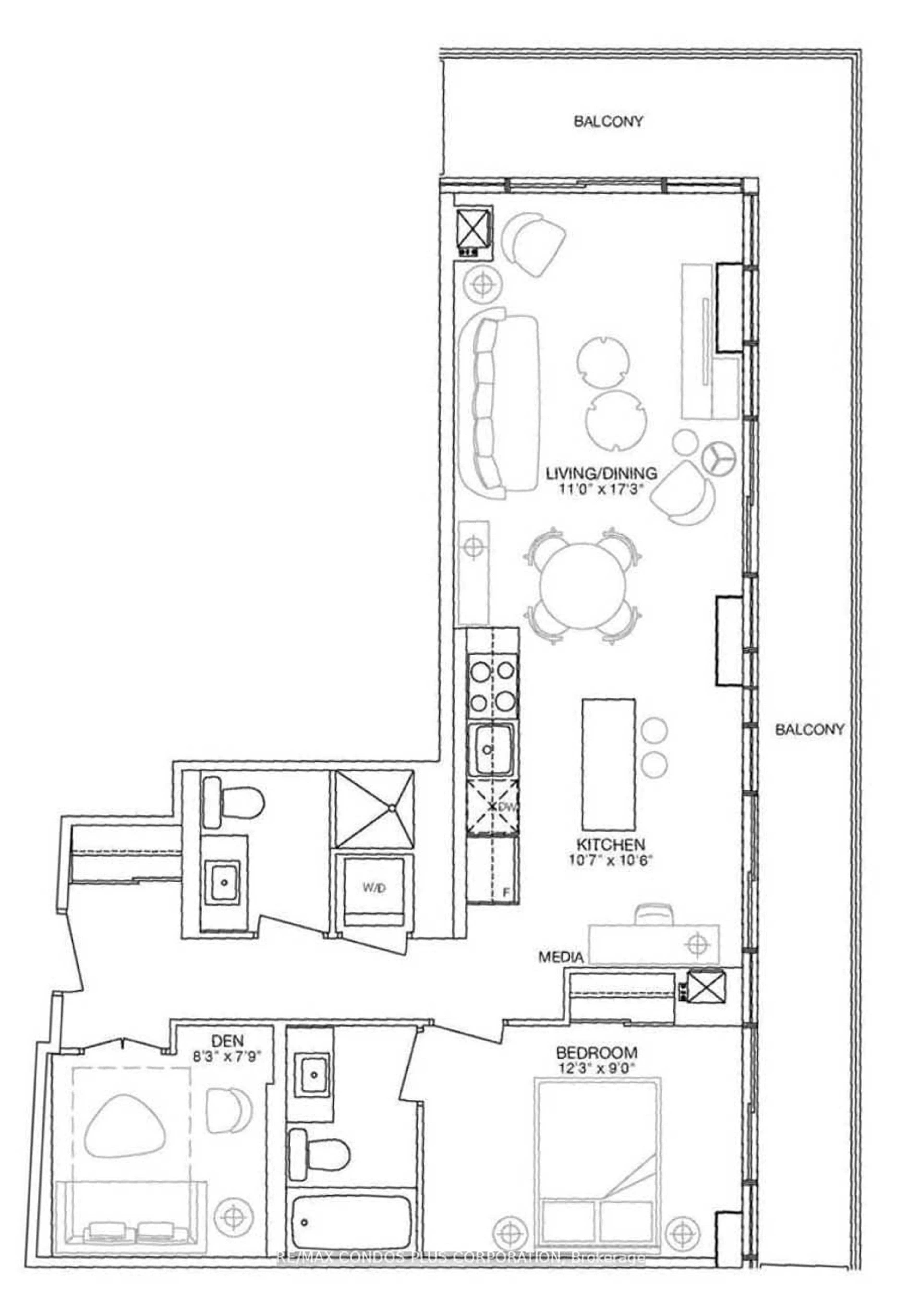 Floor plan for 200 Bloor St #2105, Toronto Ontario M5S 0B1