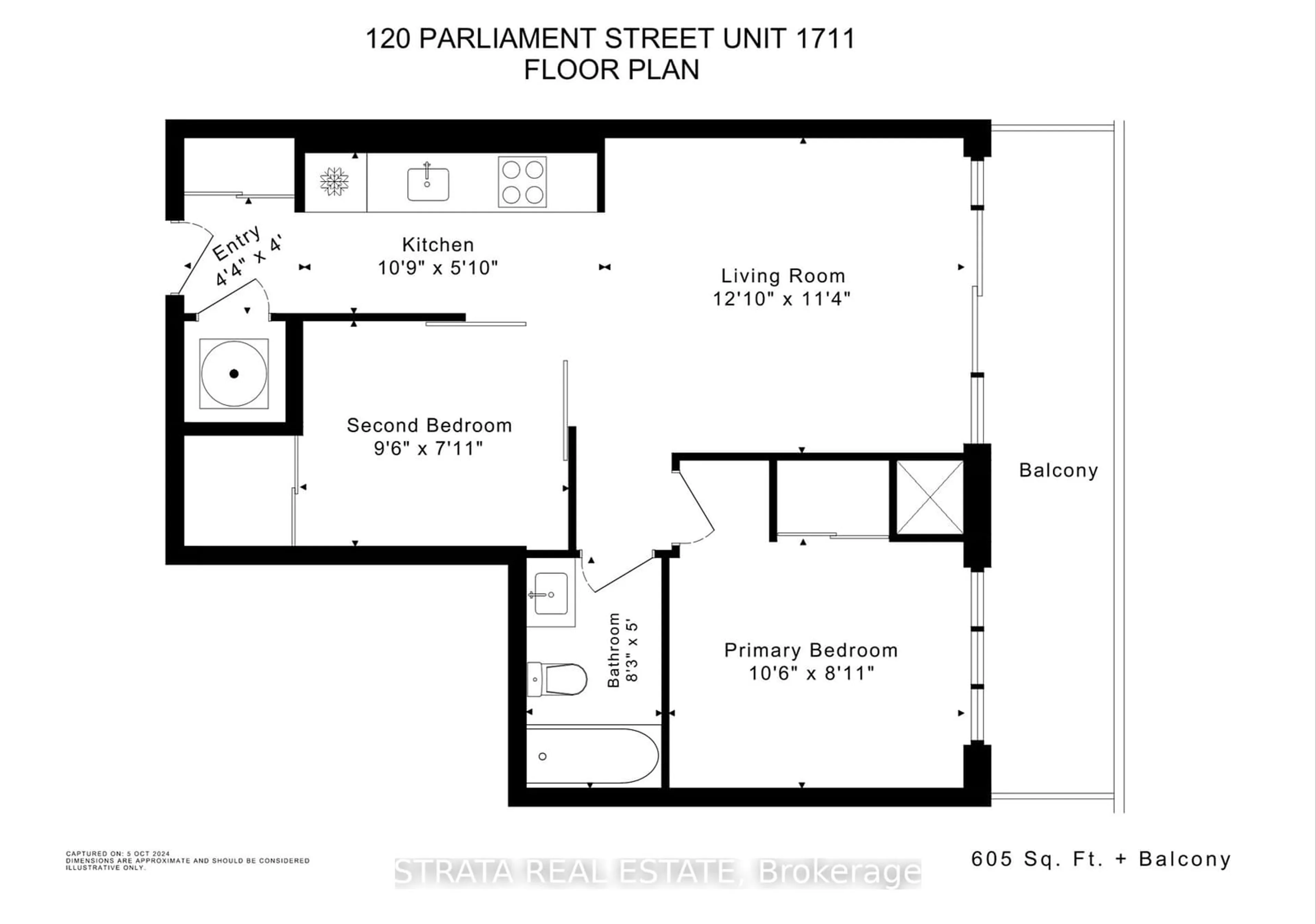 Floor plan for 120 Parliament St #1711, Toronto Ontario M5A 2Y8