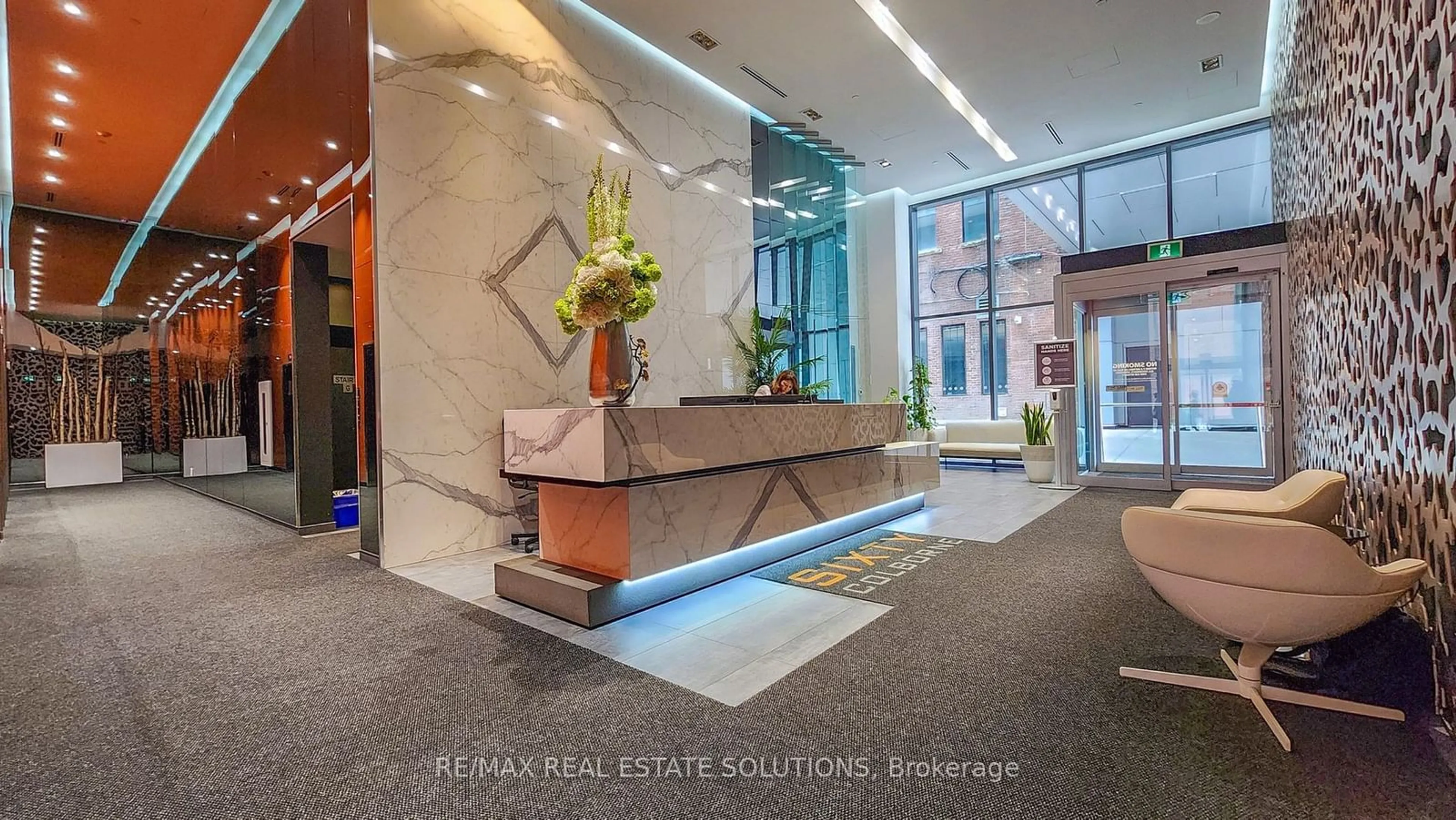 Indoor lobby for 60 Colborne St #601, Toronto Ontario M5E 0B7