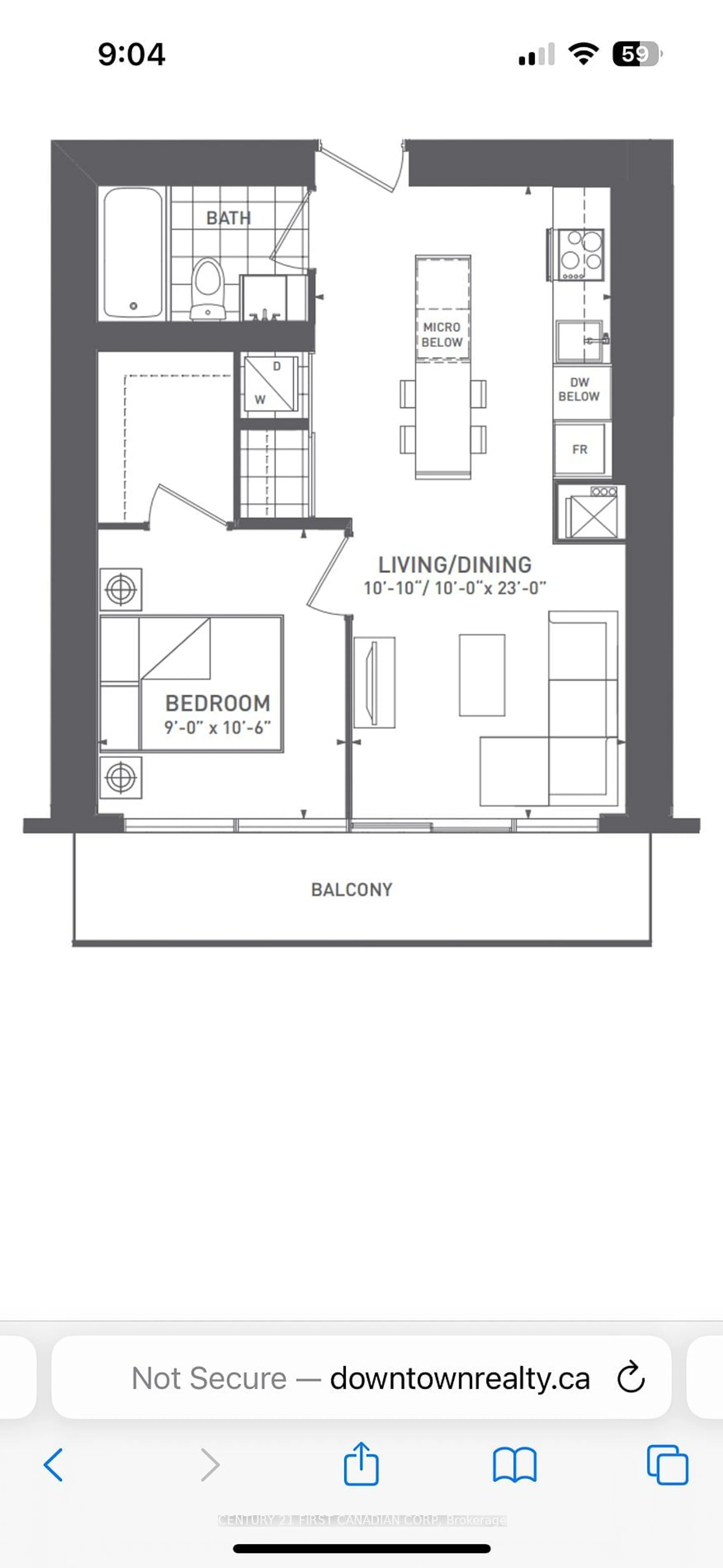 Floor plan for 88 Harbour St #4609, Toronto Ontario M5J 1B7