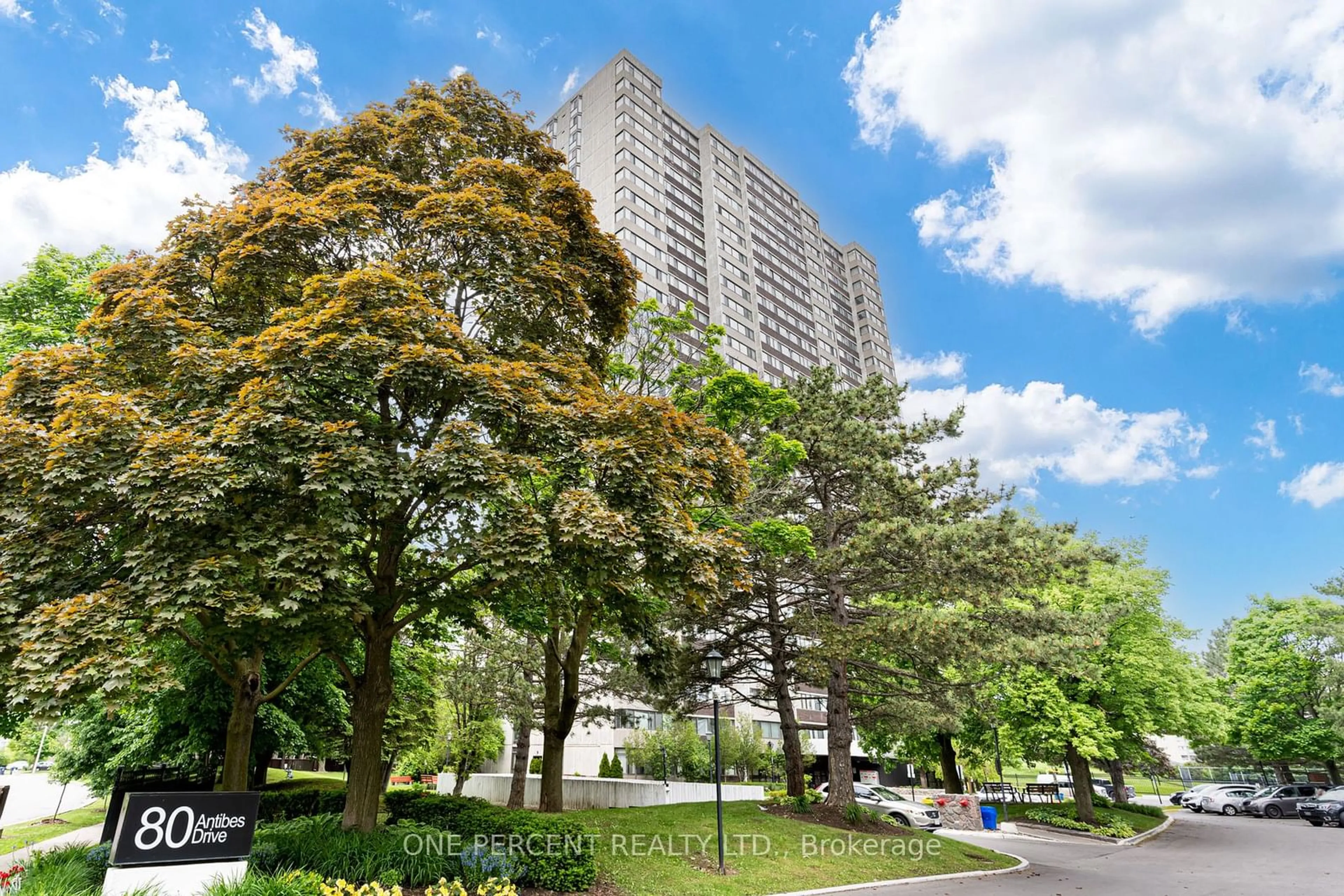 A pic from exterior of the house or condo, the street view for 80 Antibes Dr #1108, Toronto Ontario M2R 3N5