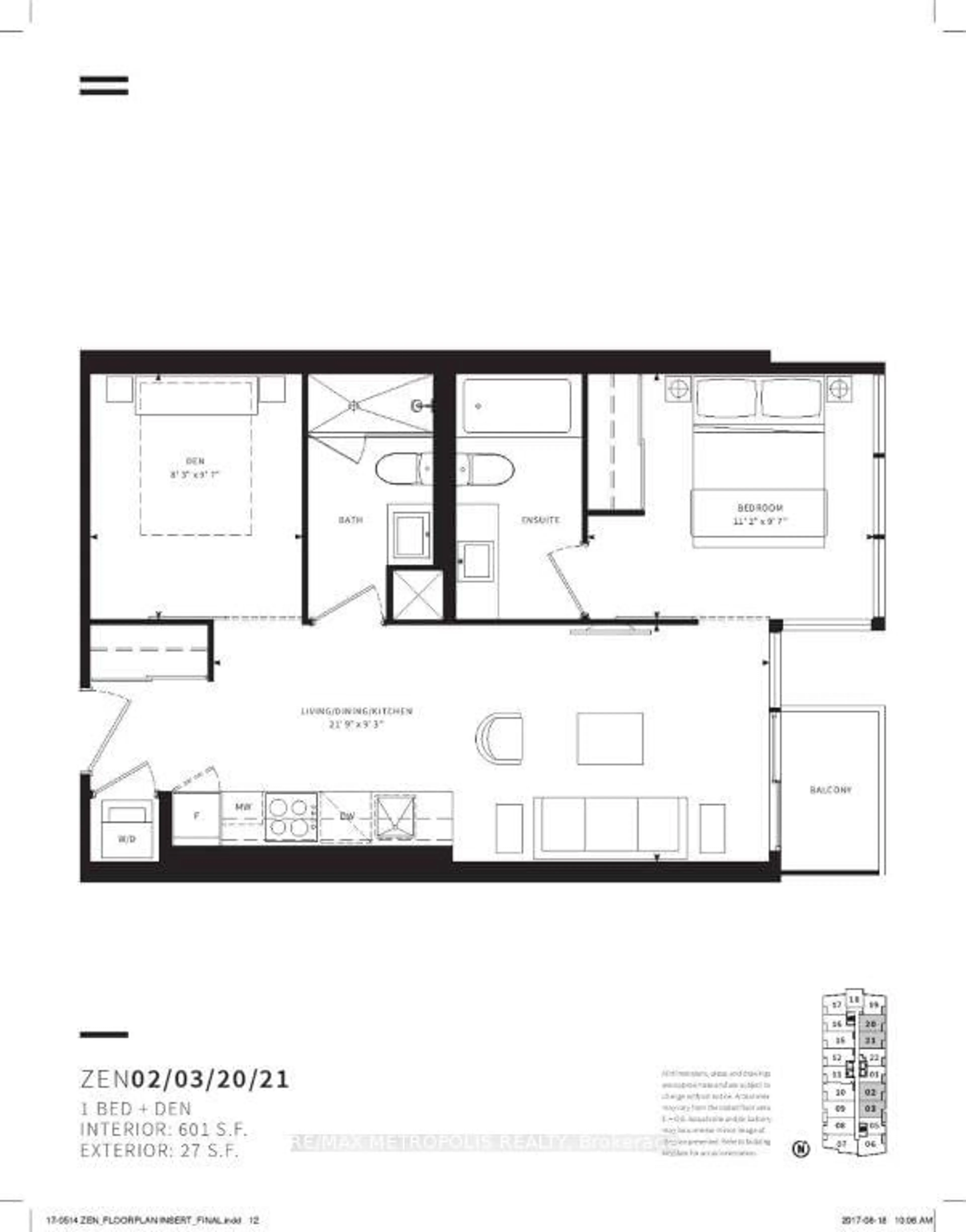 Floor plan for 19 Western Battery Rd #2603, Toronto Ontario M6K 0E3