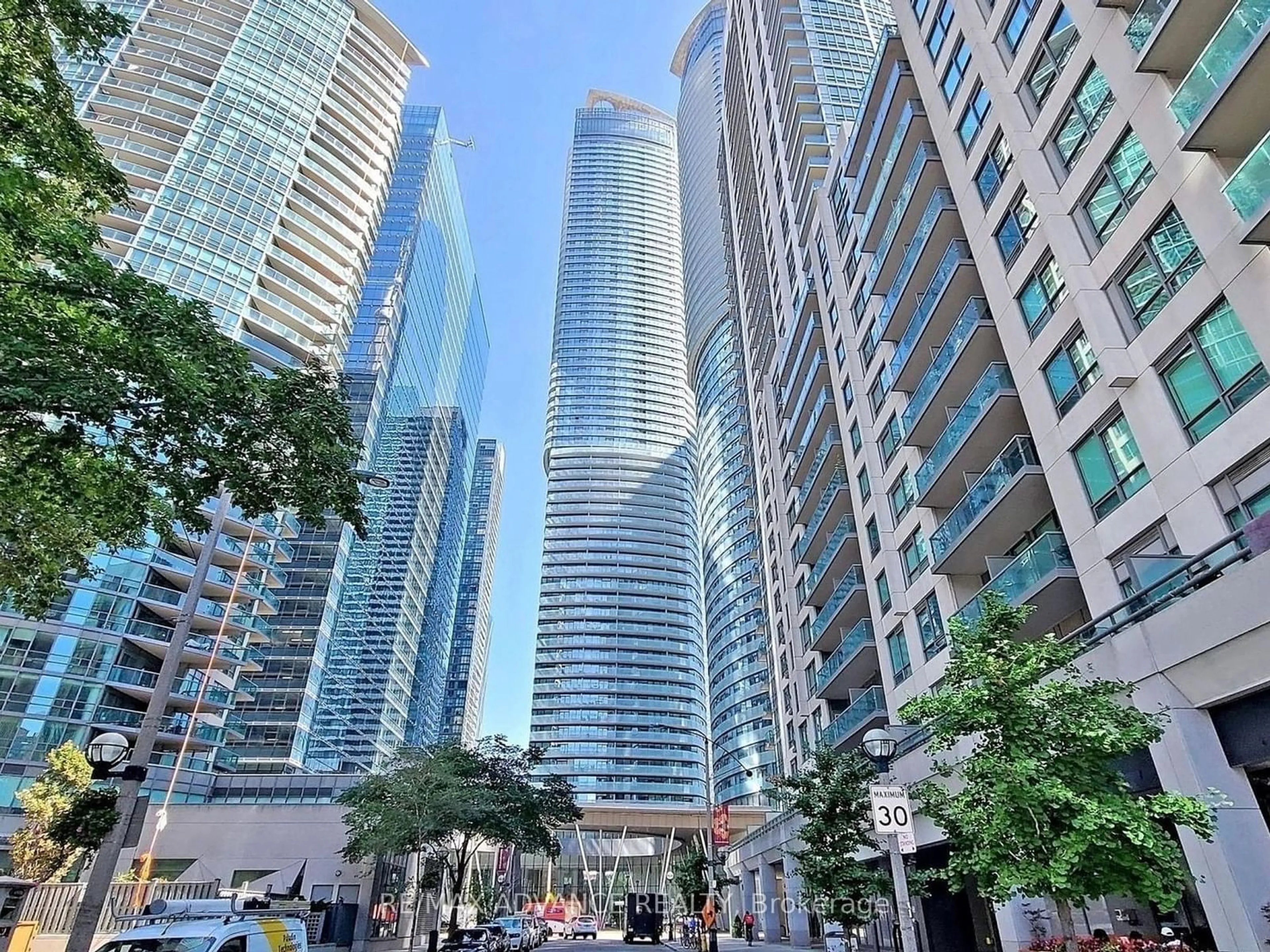 A pic from exterior of the house or condo, the view of city buildings for 14 York St #6008, Toronto Ontario M5J 0B1