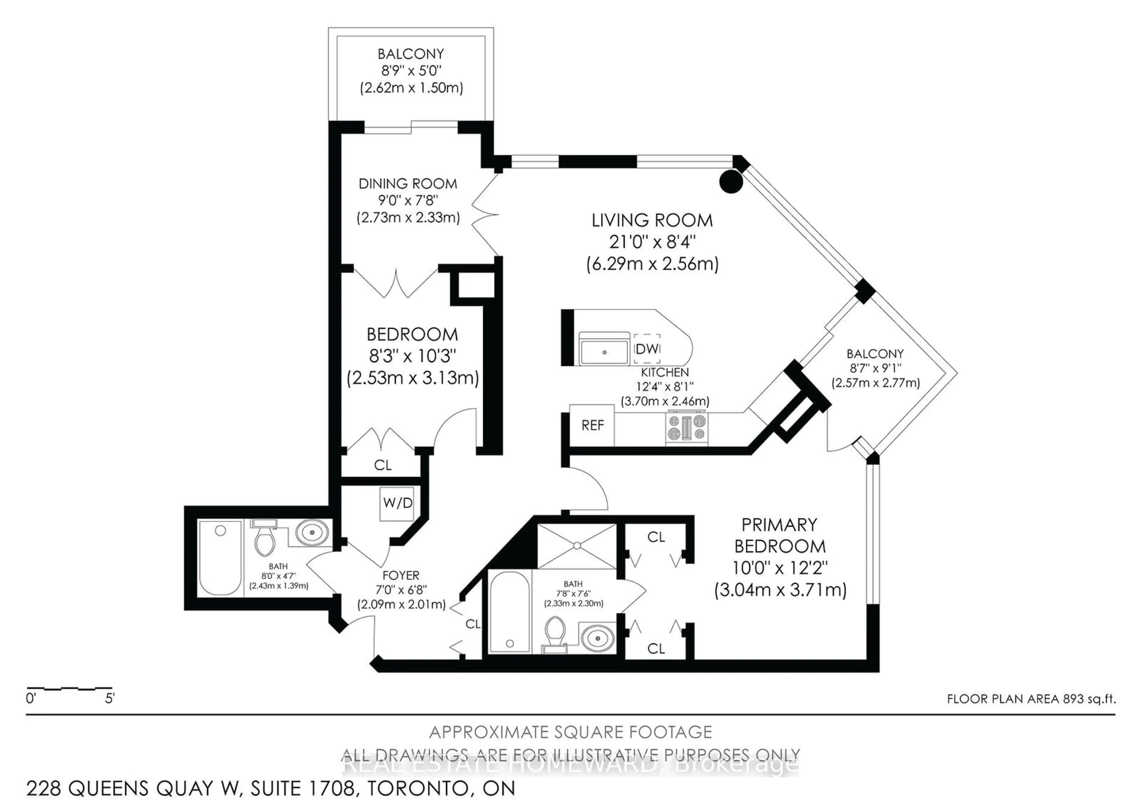 Floor plan for 228 Queens Quay #1708, Toronto Ontario M5J 2X1