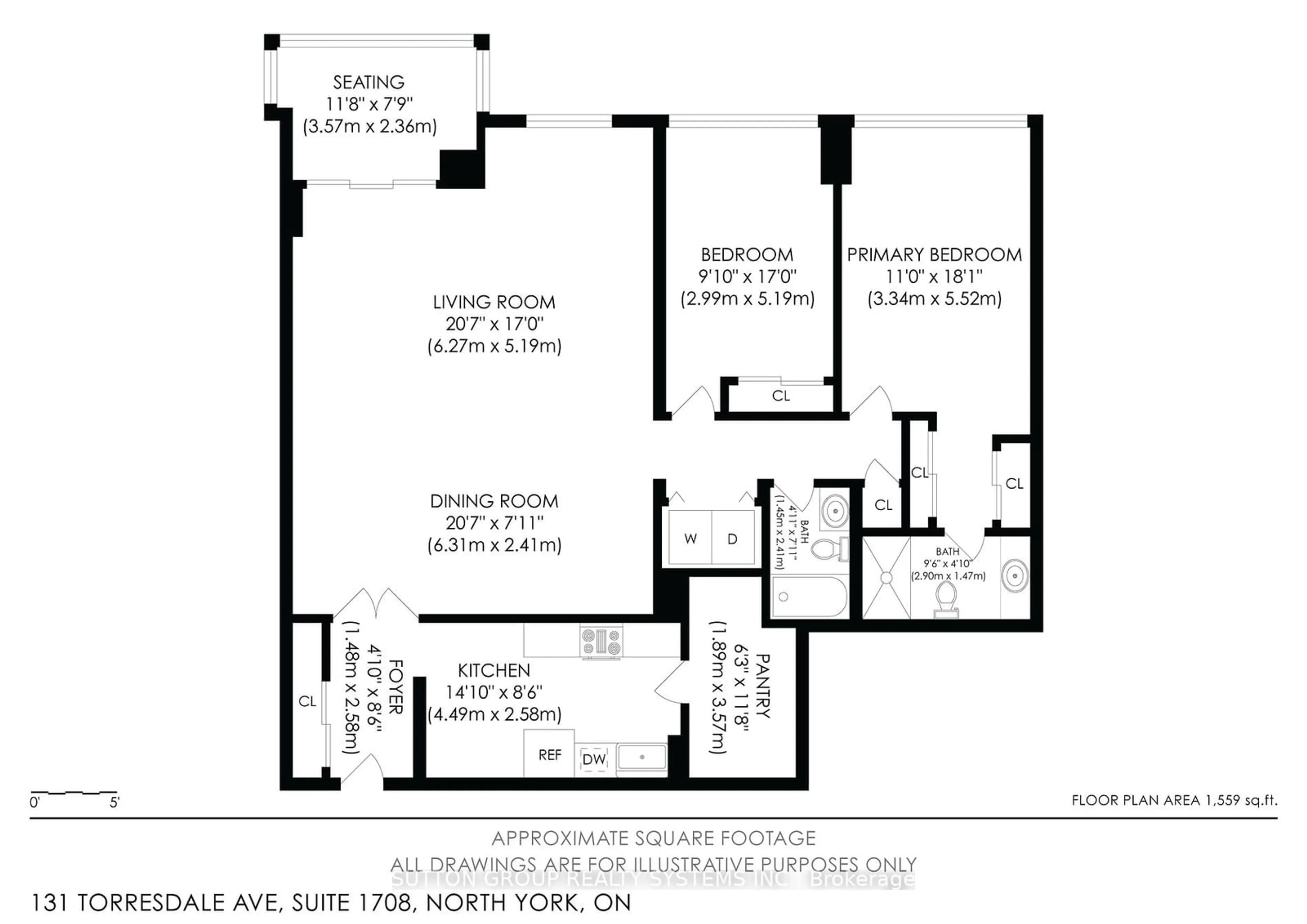 Floor plan for 131 Torresdale Ave #1708, Toronto Ontario M2R 3T1