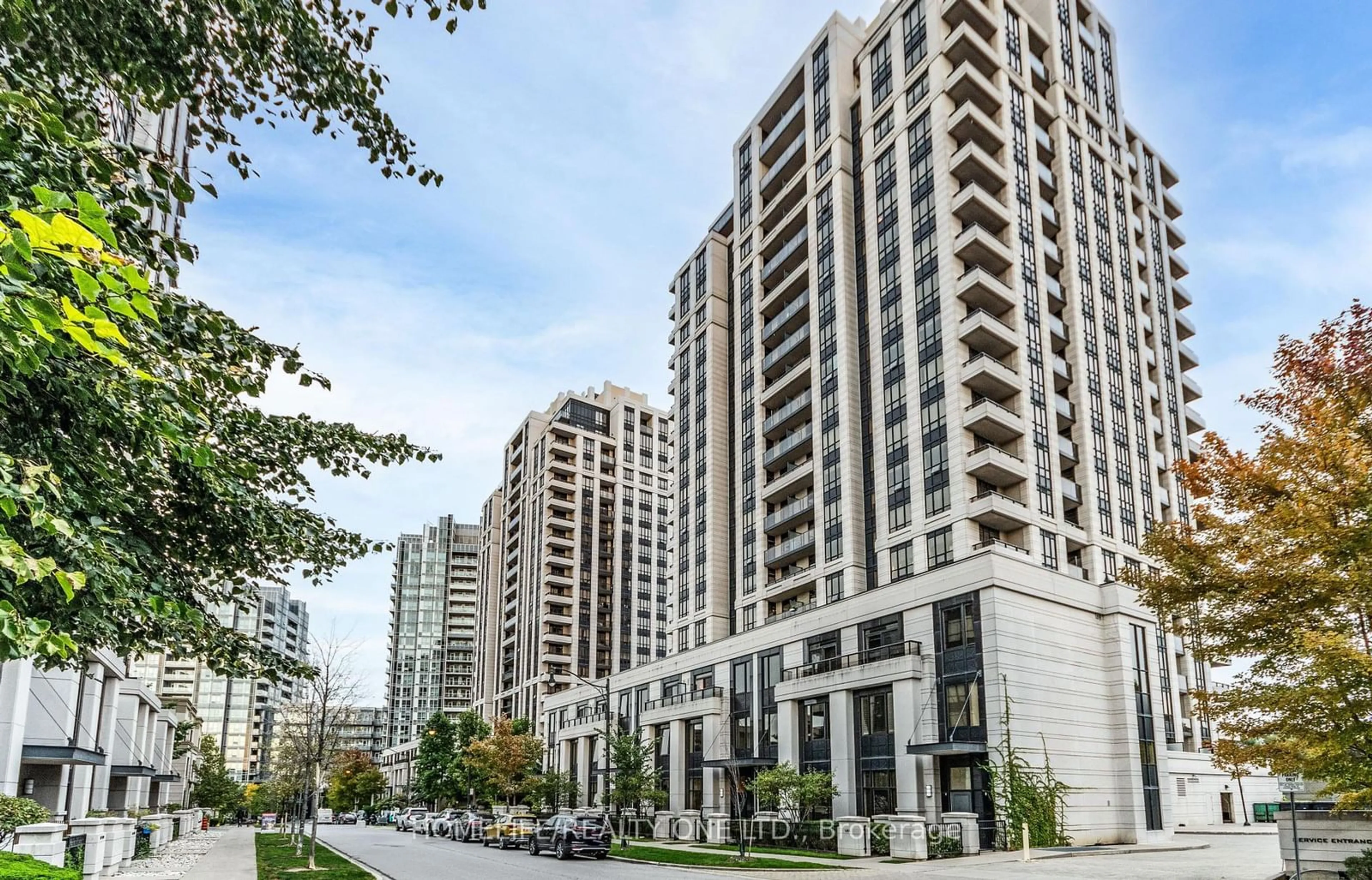 A pic from exterior of the house or condo, the view of city buildings for 100 Harrison Gardens Blvd #201, Toronto Ontario M2N 0C2