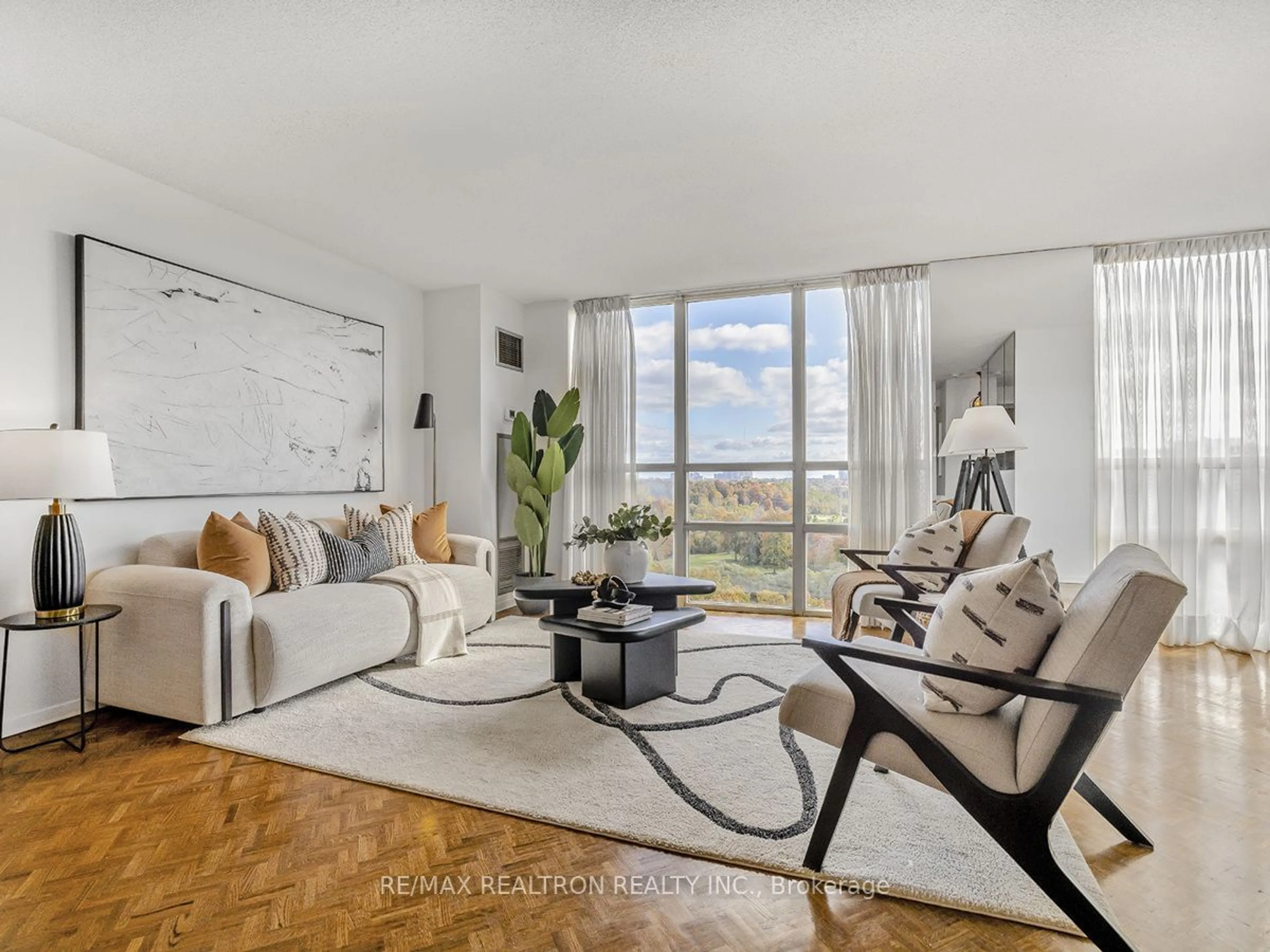 Living room, wood floors for 215 Wynford Dr #903, Toronto Ontario M3C 3P5