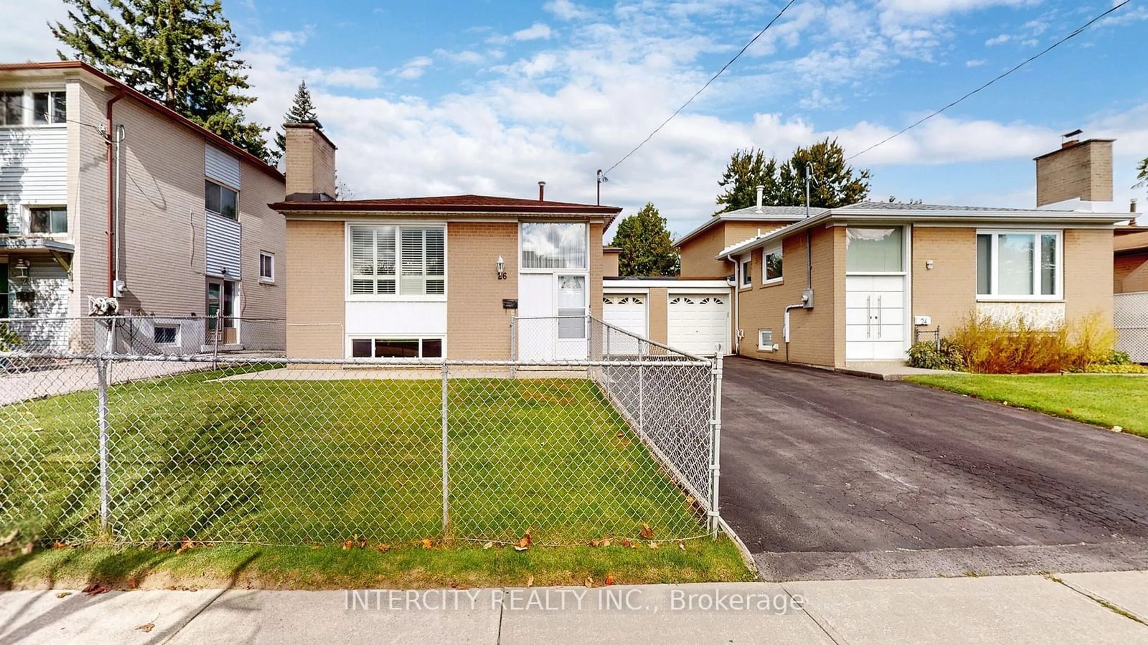 Frontside or backside of a home, the fenced backyard for 26 Donnalyn Dr, Toronto Ontario M2R 2R8