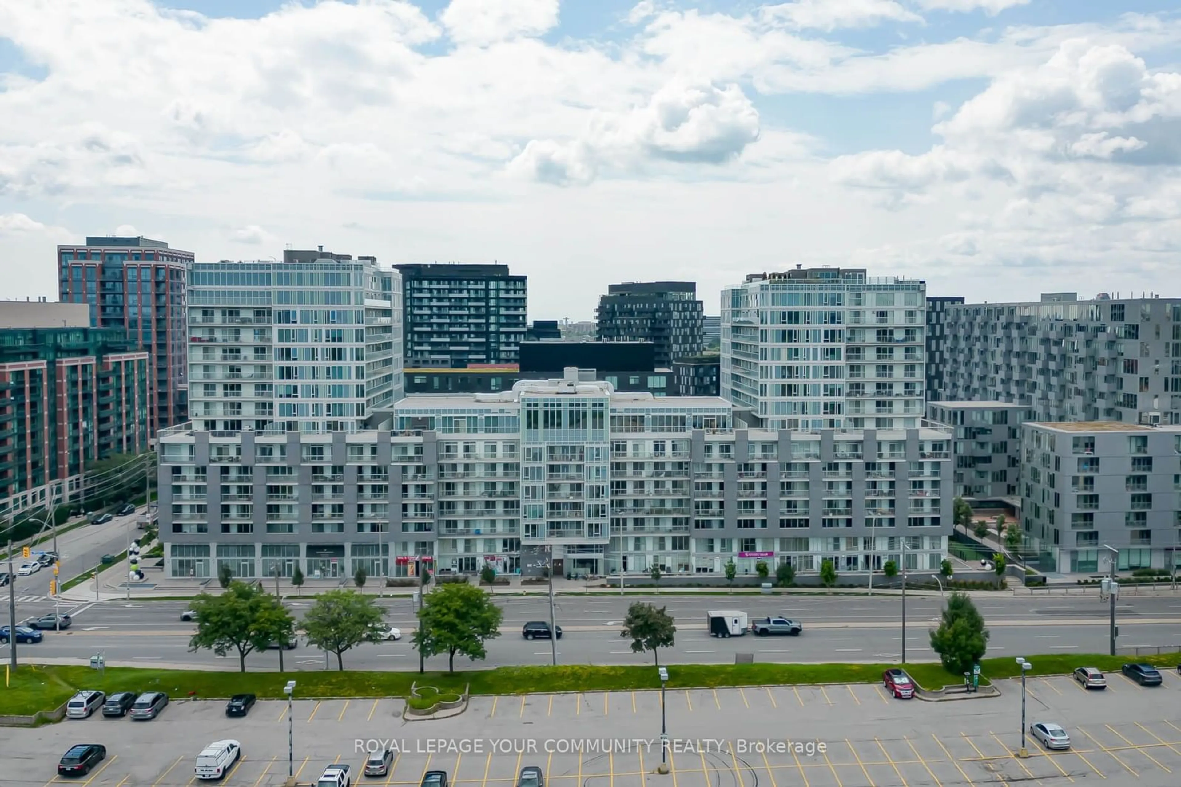 A pic from exterior of the house or condo, the view of city buildings for 565 Wilson Ave #421, Toronto Ontario M3H 0C6