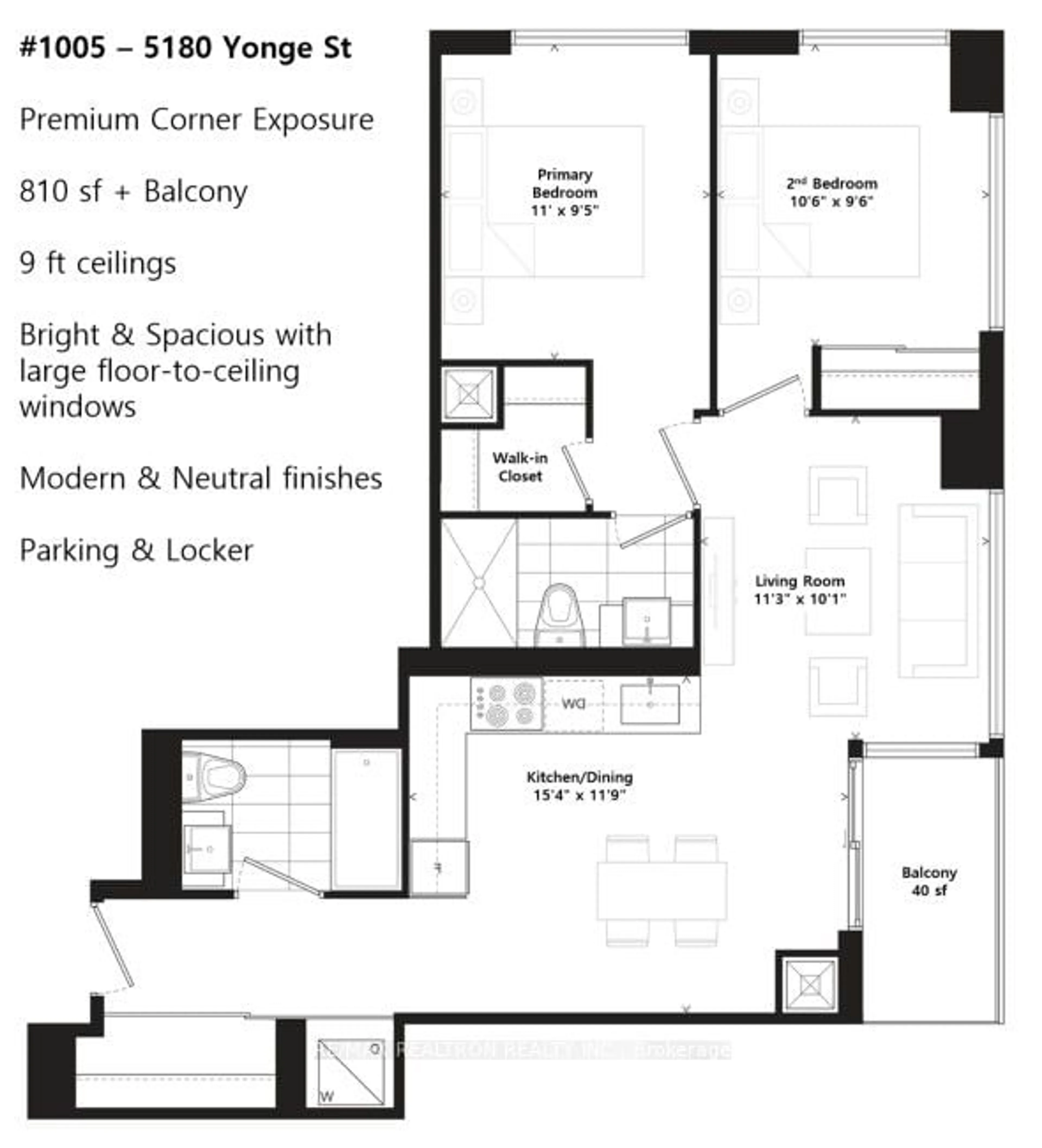 Floor plan for 5180 Yonge St #1005, Toronto Ontario M2N 0K5