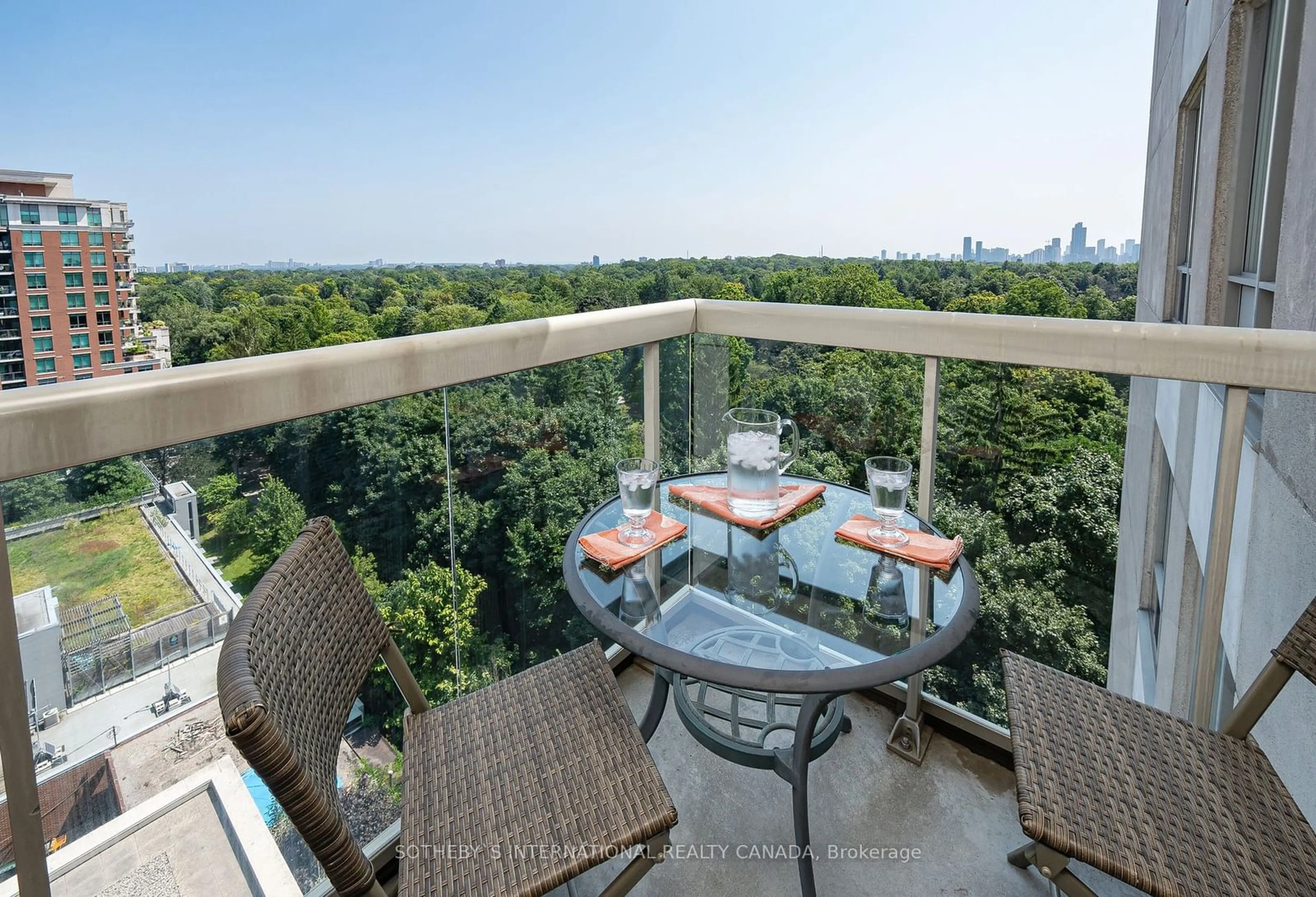 Balcony in the apartment, the view of city buildings for 253 Merton St #1205, Toronto Ontario M4S 3H2