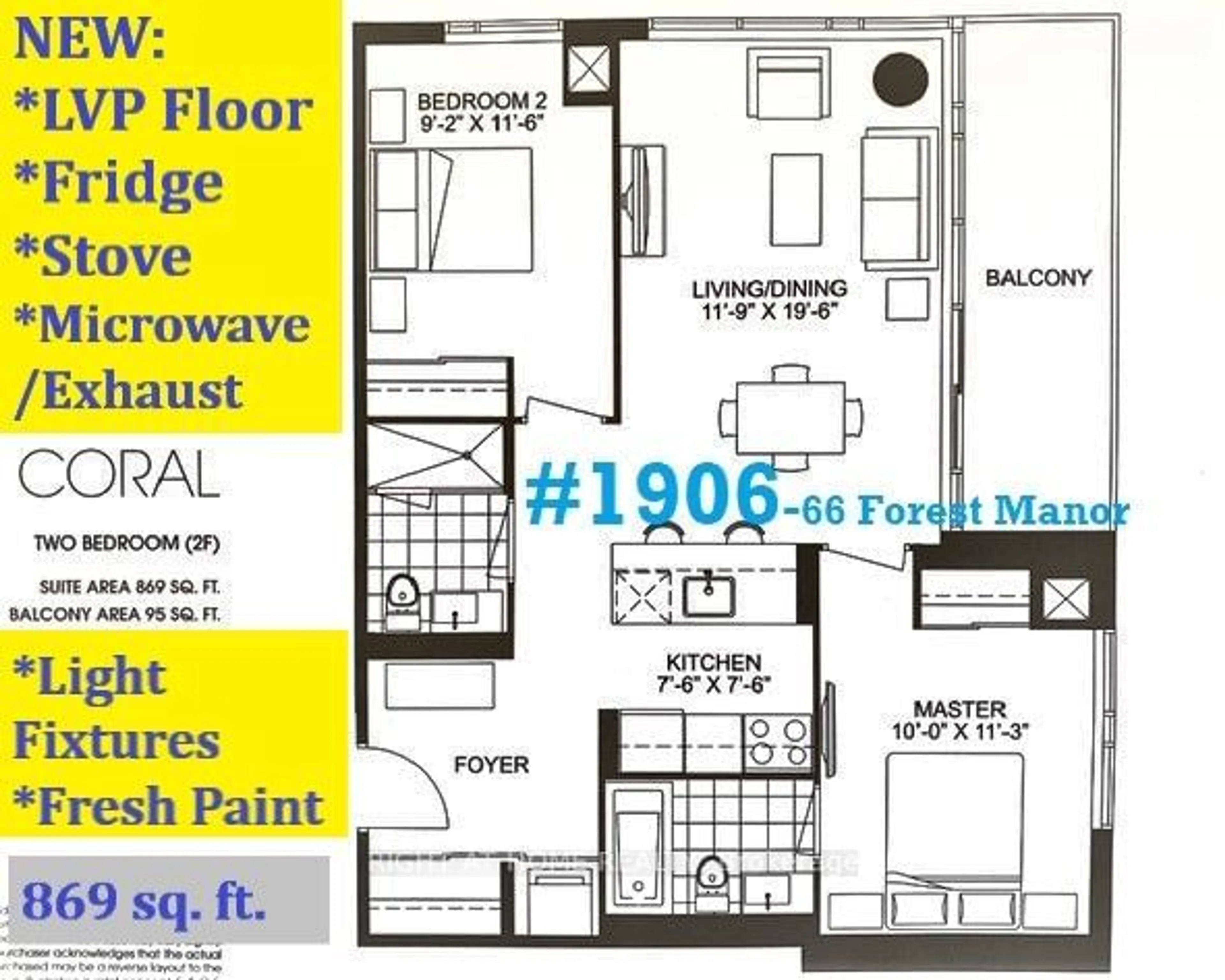 Floor plan for 66 Forest Manor Rd #1906, Toronto Ontario M2J 0B7