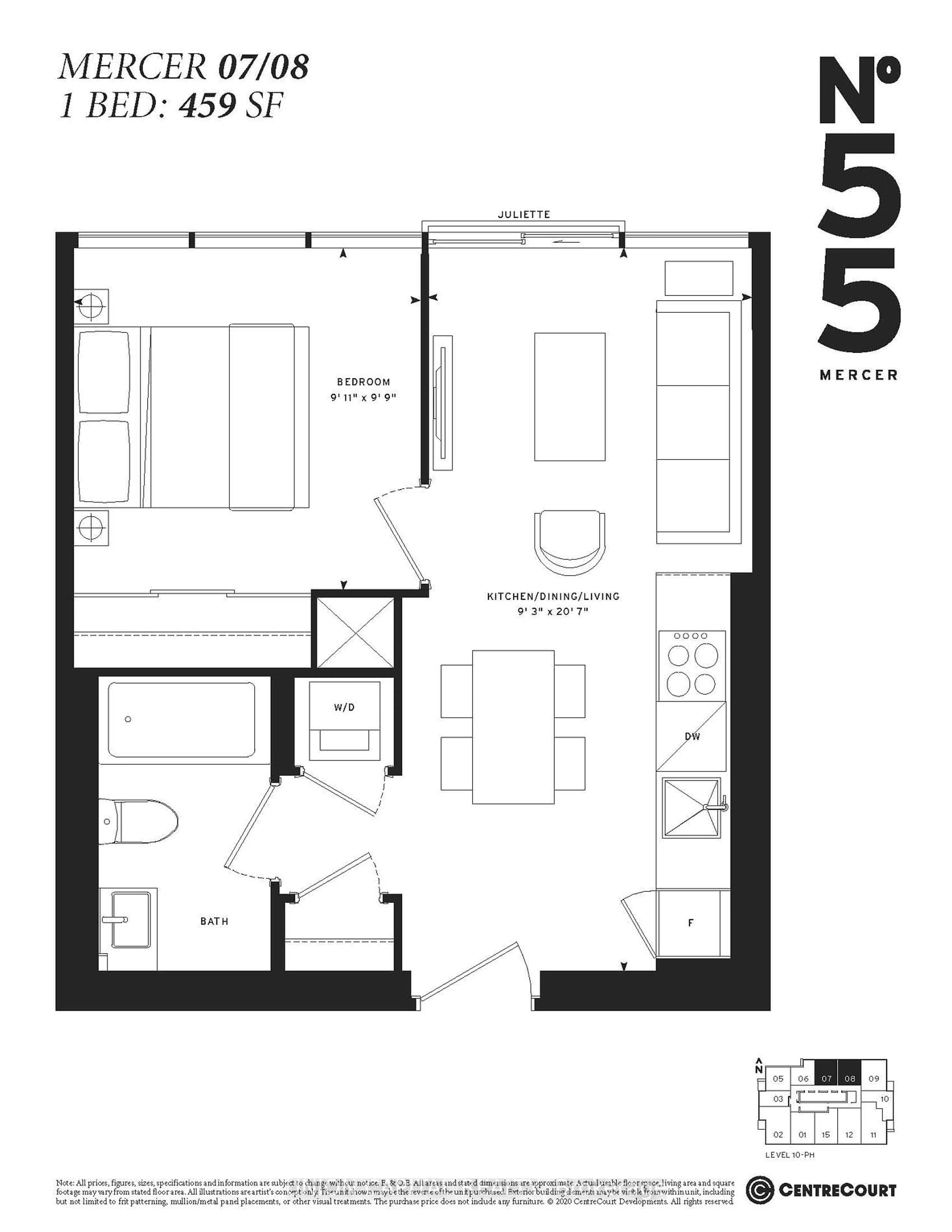 Floor plan for 55 Mercer St #2607, Toronto Ontario M5V 0W4