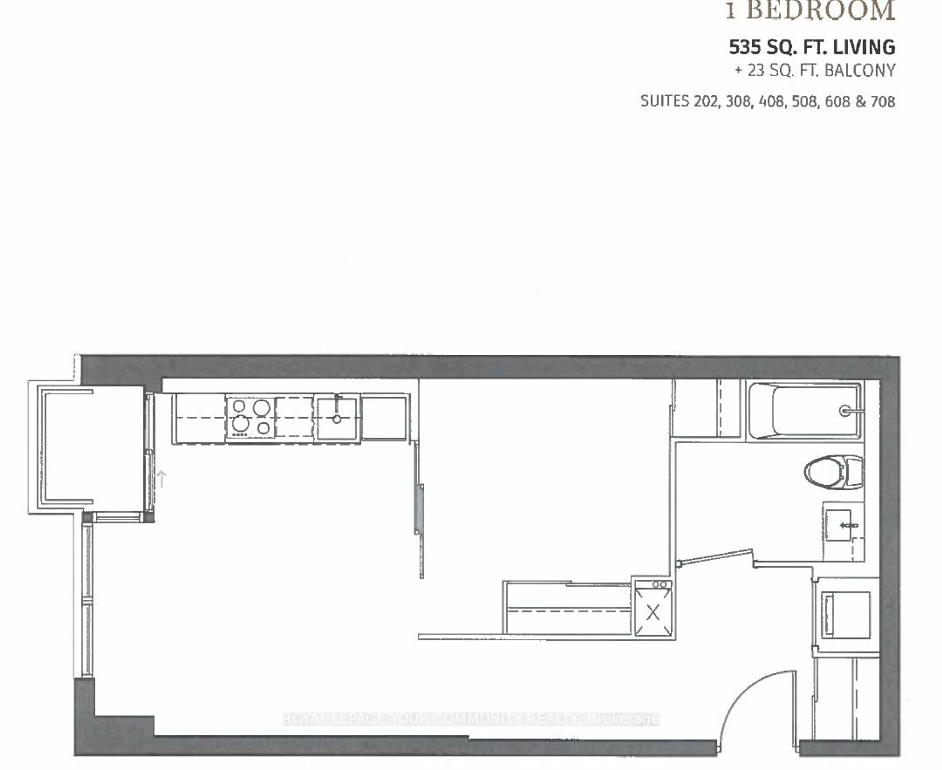 Floor plan for 1 cardiff Rd #408, Toronto Ontario M4P 0G2