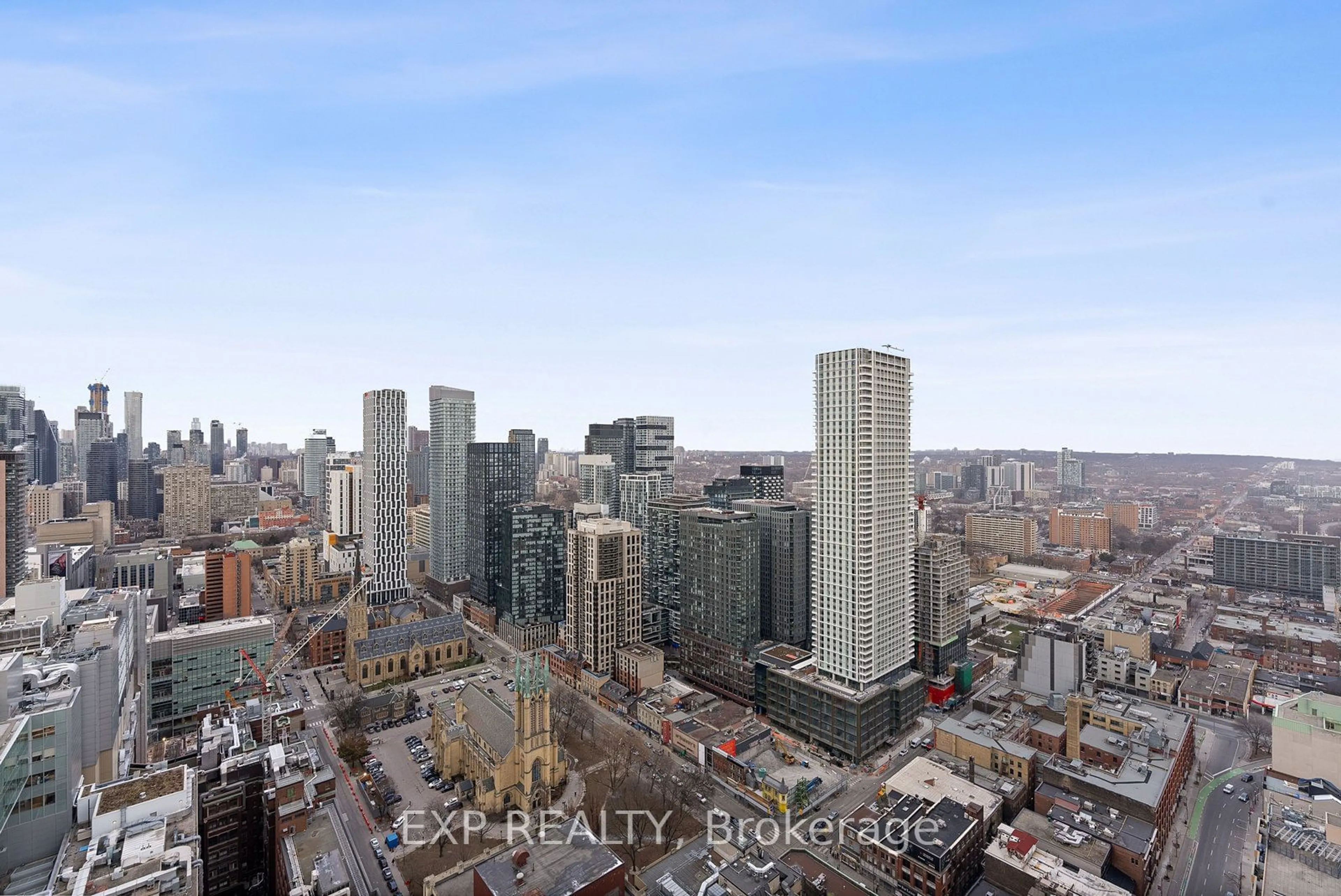 A pic from outside/outdoor area/front of a property/back of a property/a pic from drone, city buildings view from balcony for 20 Lombard St #4011, Toronto Ontario M5C 0A6