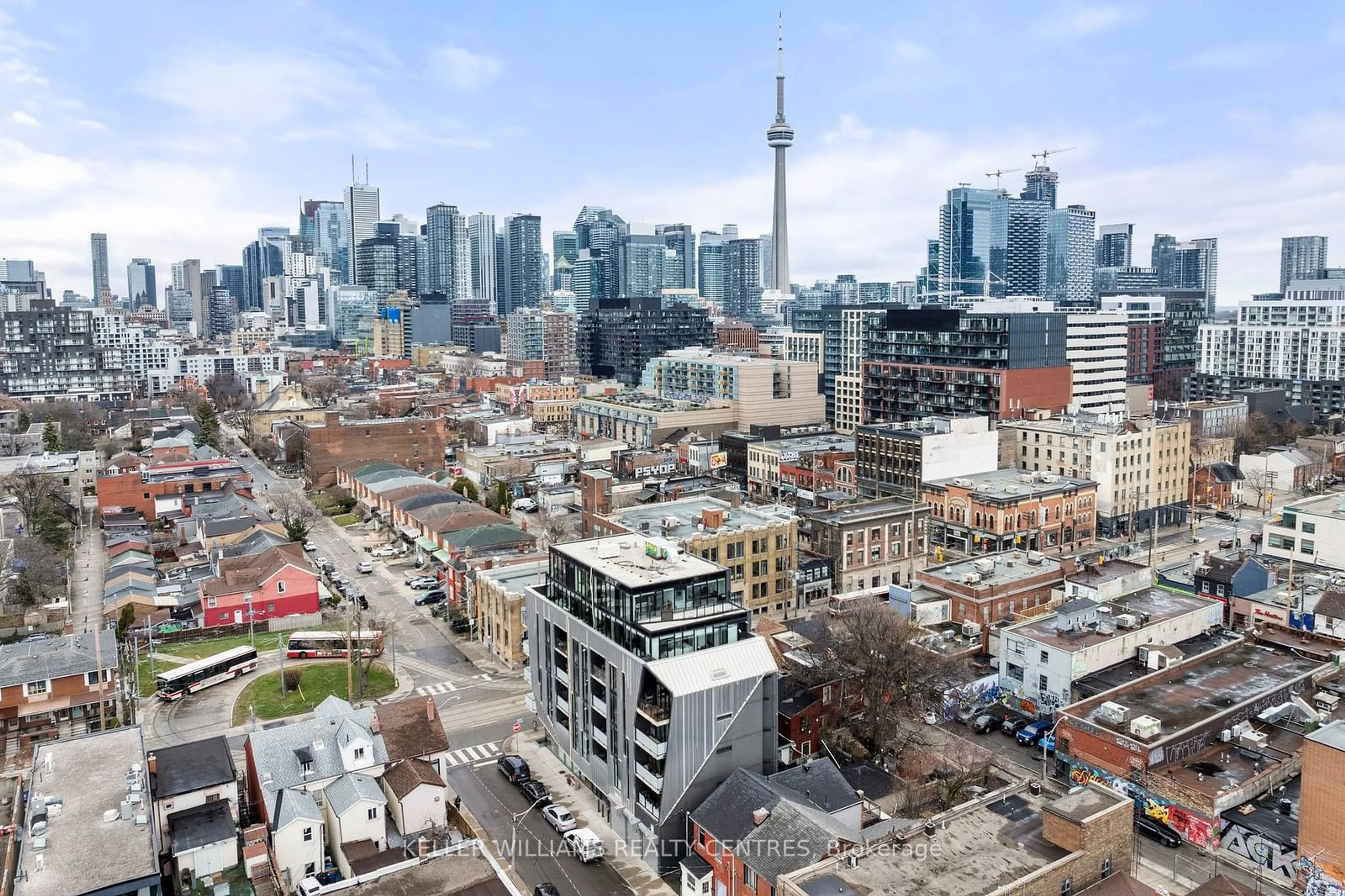 A pic from exterior of the house or condo, the view of city buildings for 109 Wolseley St #502, Toronto Ontario M6J 1K1