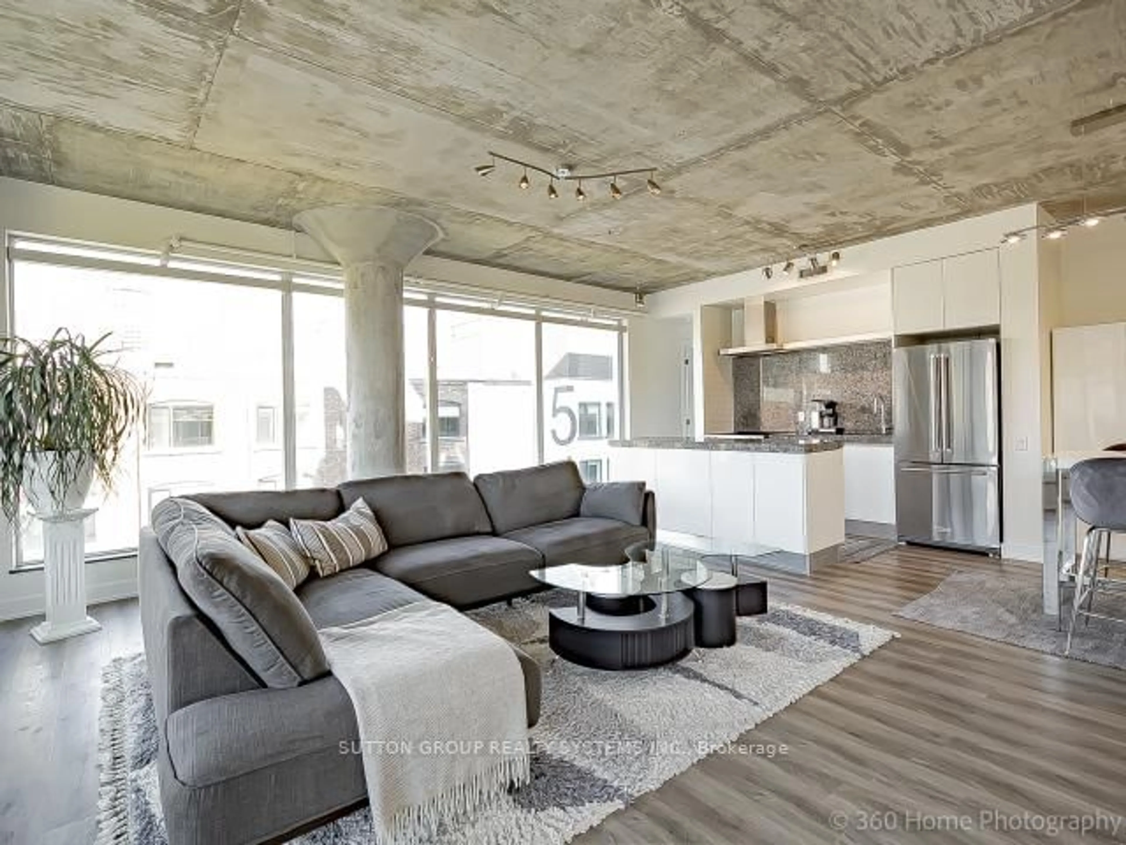 Living room, cement floor for 75 Portland St #606, Toronto Ontario M5V 2M9