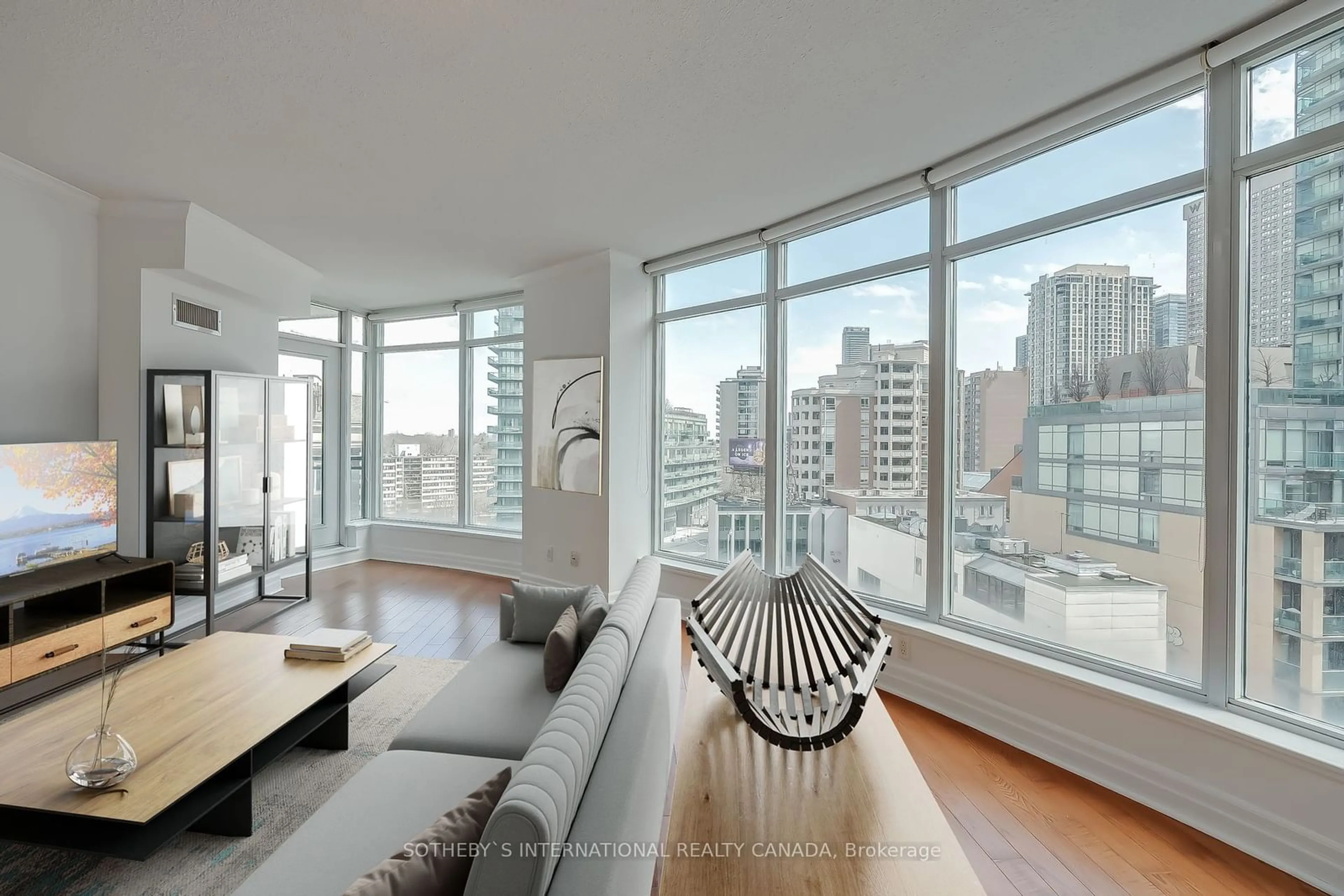 Living room, wood floors for 8 Scollard St #703, Toronto Ontario M5R 1M2