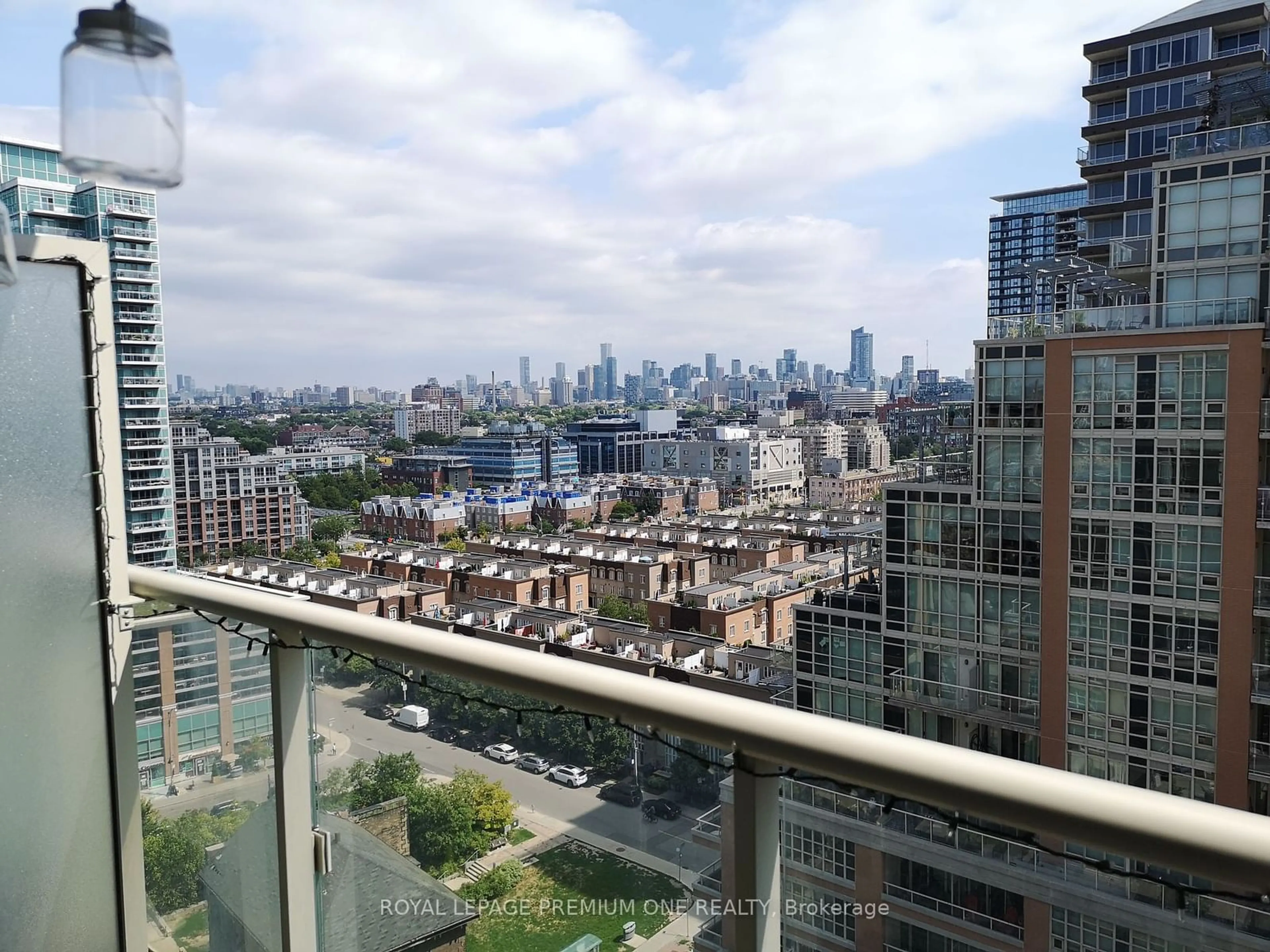 Balcony in the apartment, the view of city buildings for 75 East Liberty St #1718, Toronto Ontario M6K 3R3