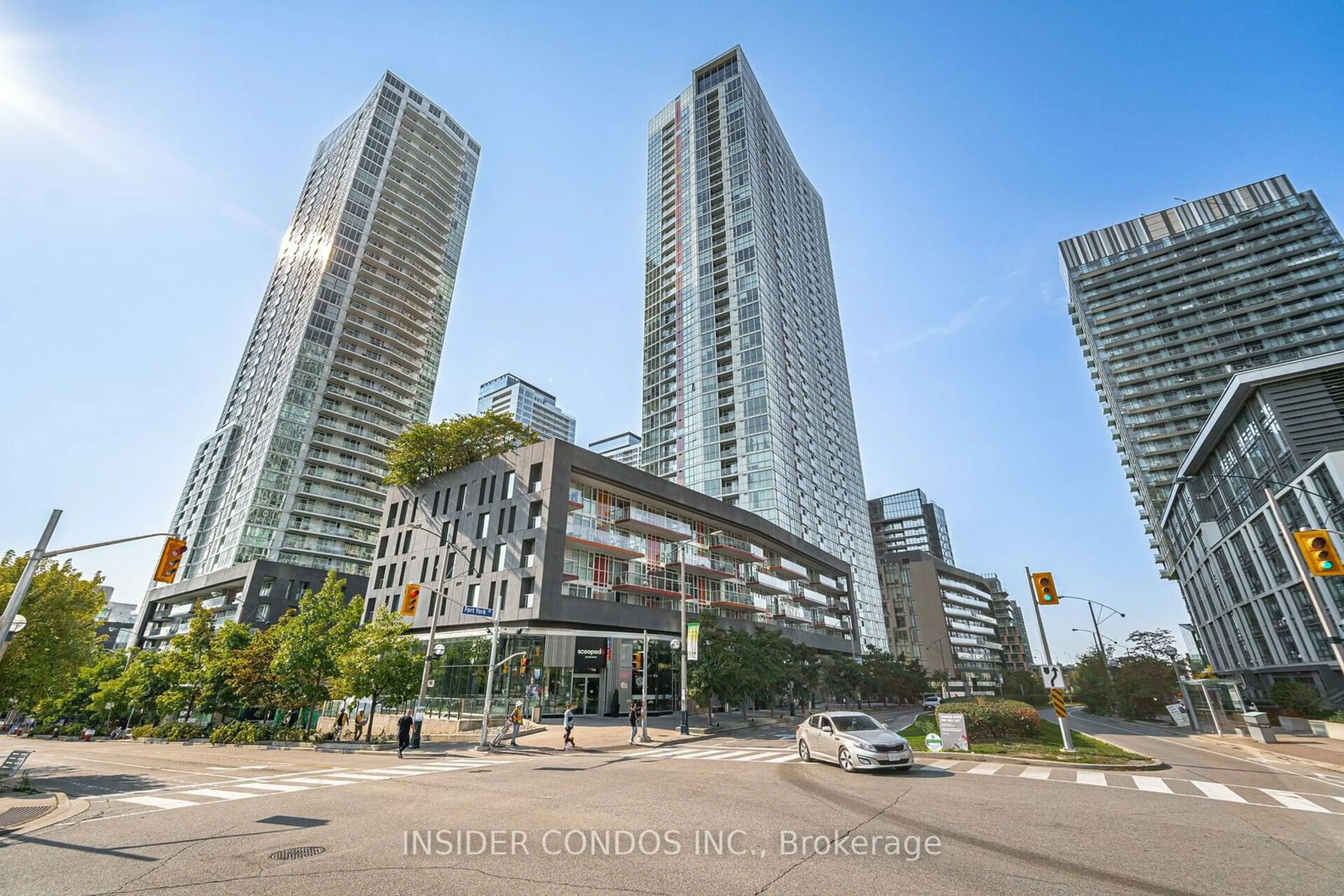 A pic from exterior of the house or condo, the view of city buildings for 85 Queens Wharf Rd #4012, Toronto Ontario M5V 0J9