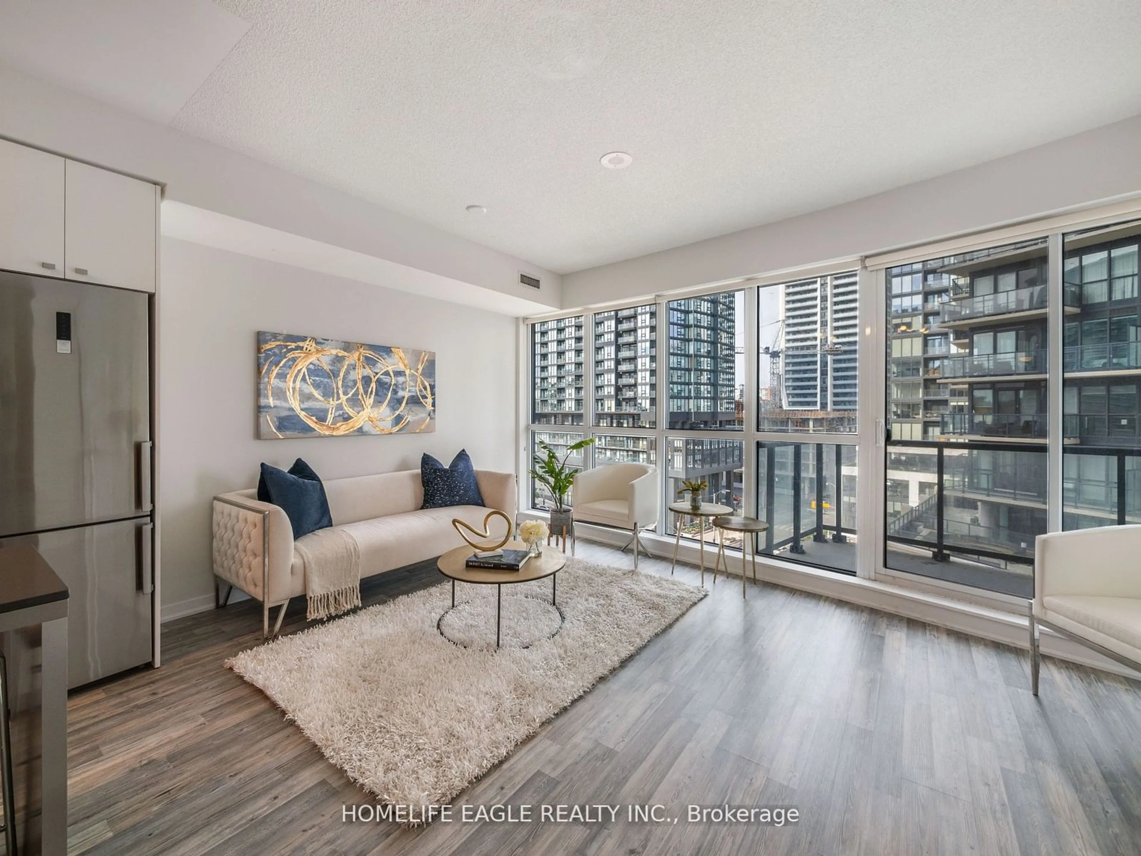 Living room, wood floors for 51 East Liberty St #706, Toronto Ontario M6K 3P8