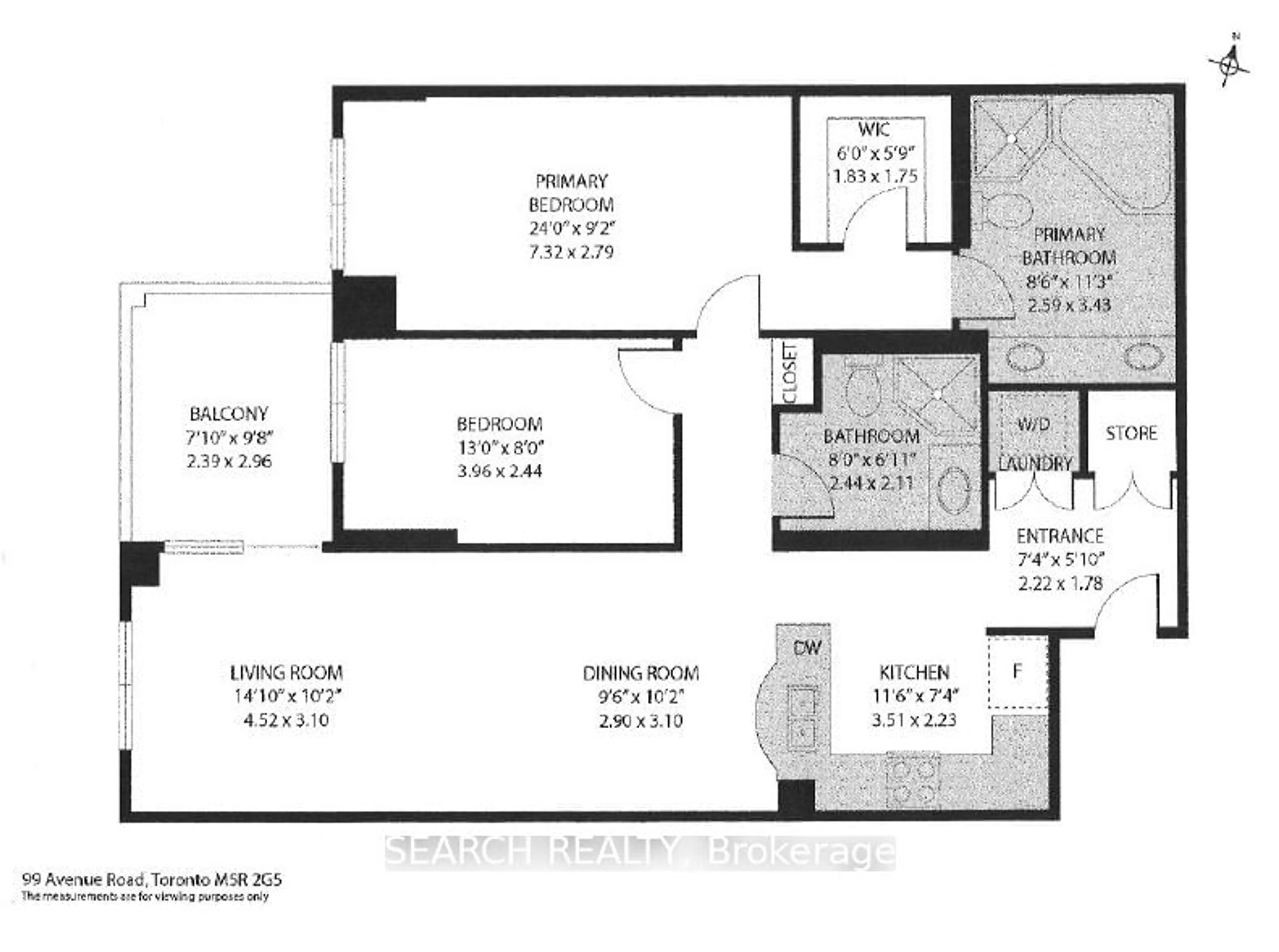 Floor plan for 99 Avenue Rd #1006, Toronto Ontario M5R 2G5