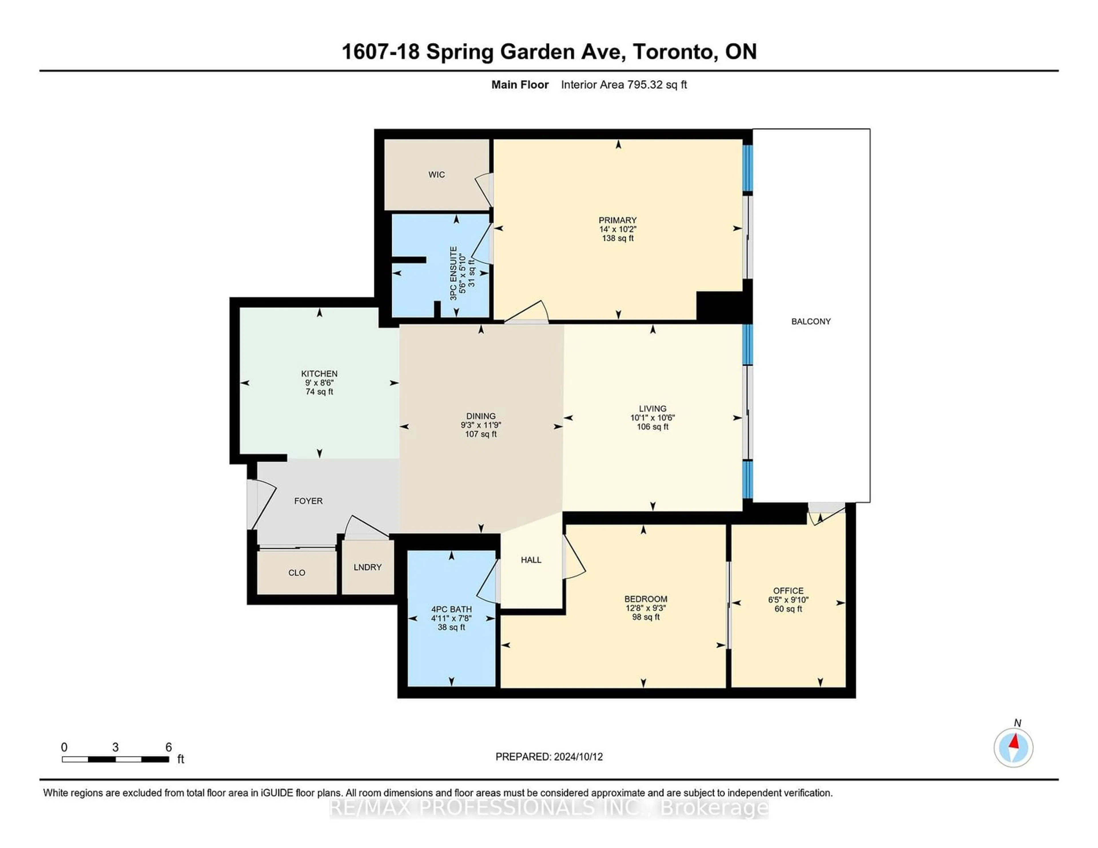 Floor plan for 18 Spring Garden Ave #1607, Toronto Ontario M2N 7M2