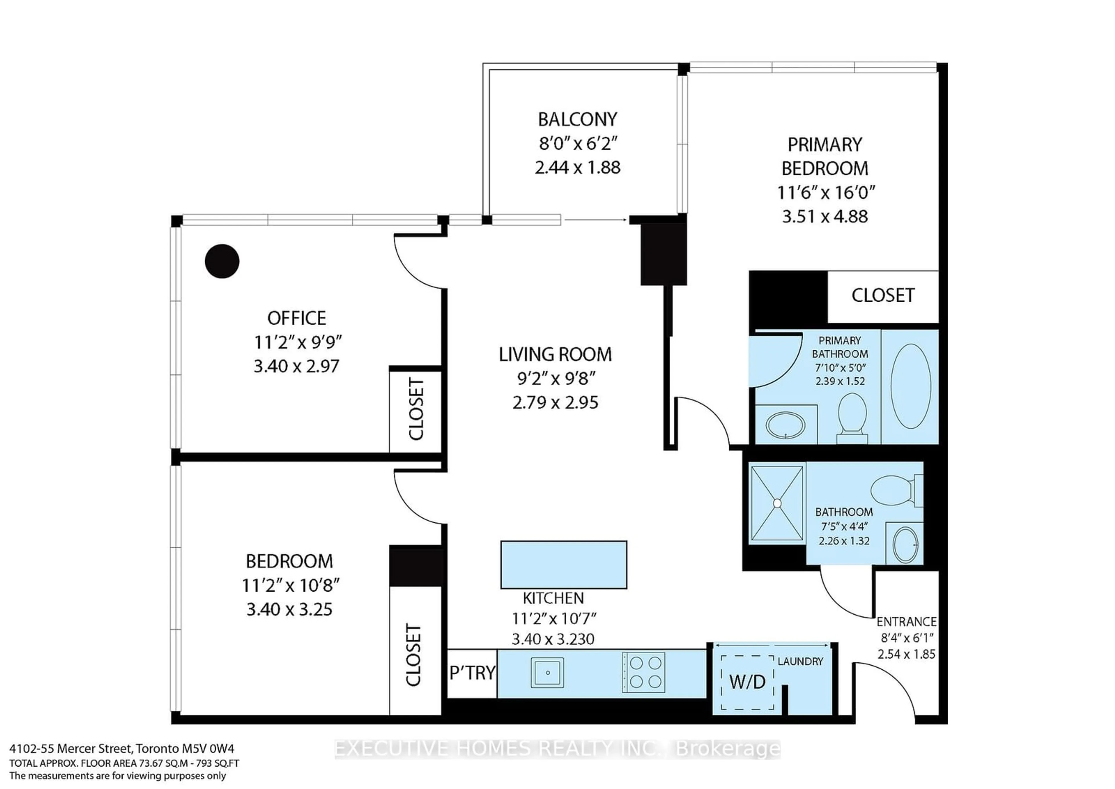 Floor plan for 55 Mercer St #4102, Toronto Ontario M5V 0W4