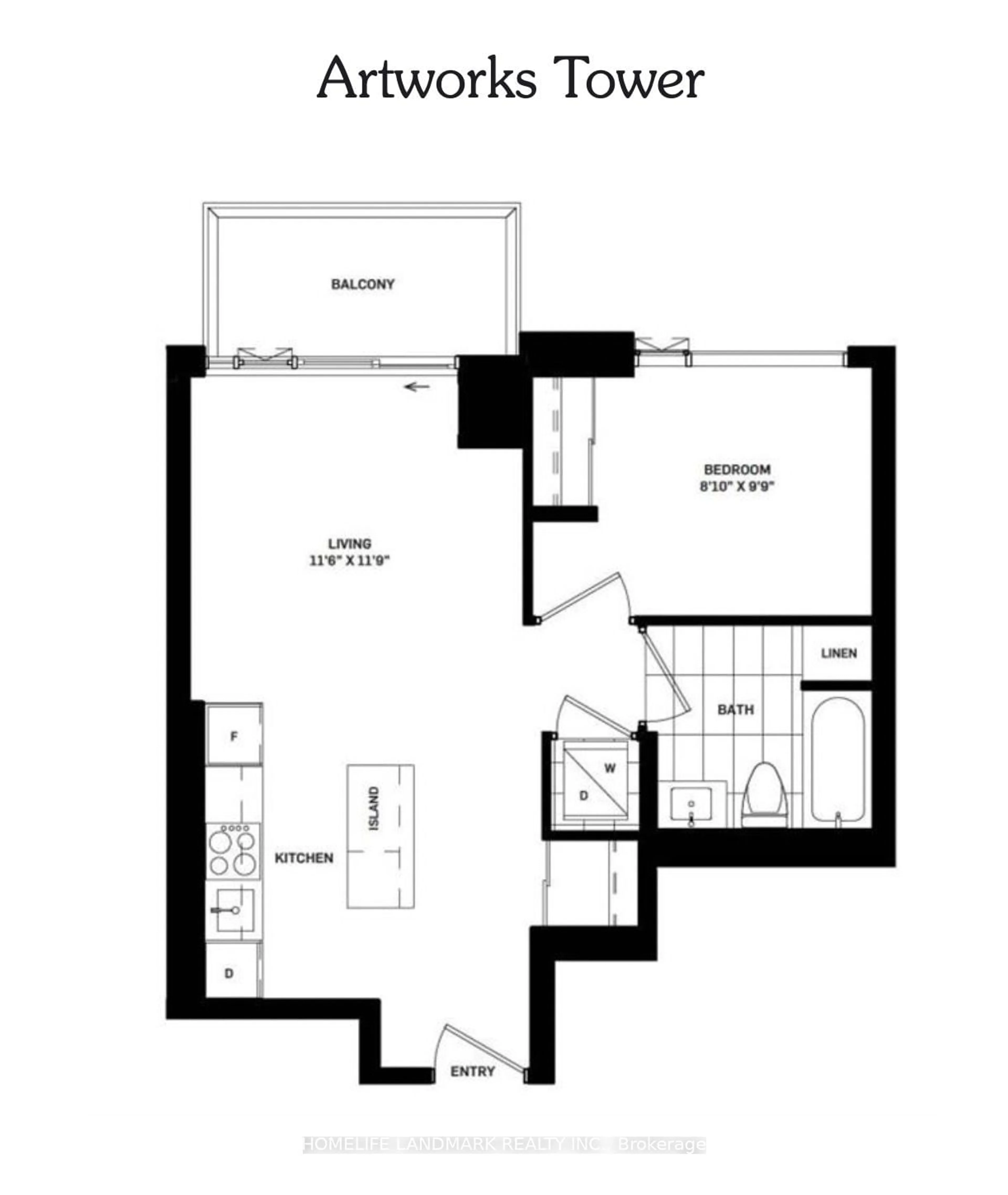 Floor plan for 130 River St #2511, Toronto Ontario M5A 0R8