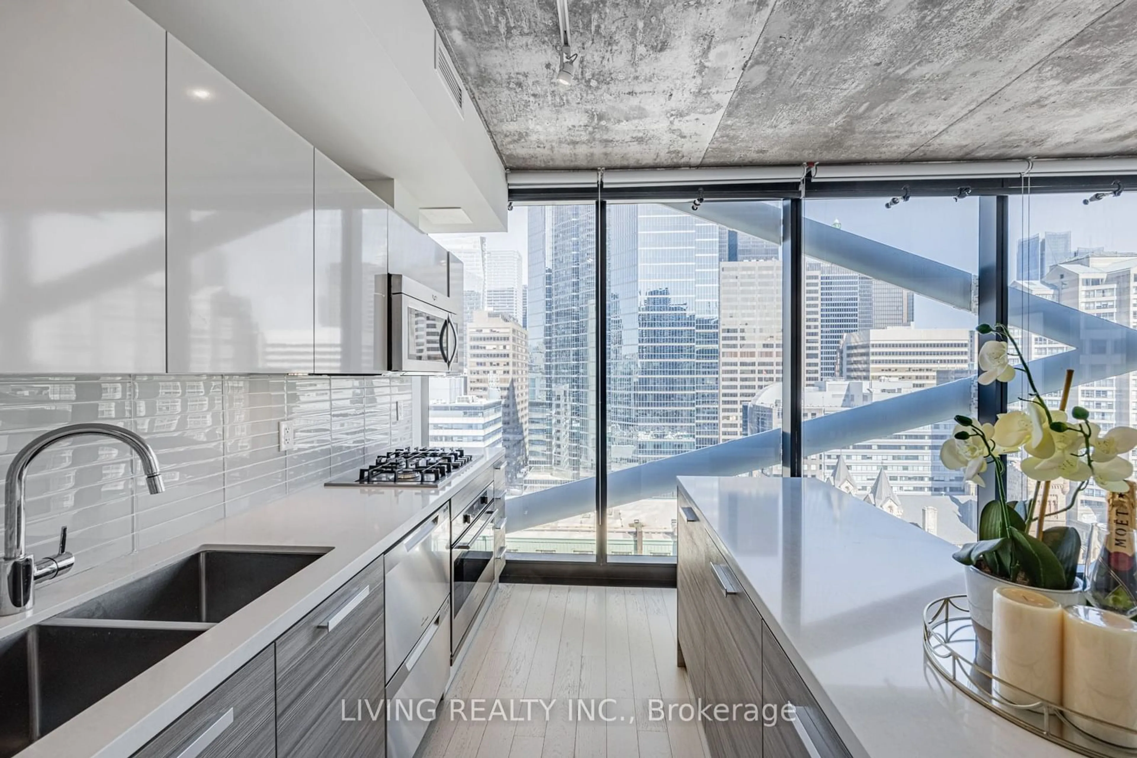 Contemporary kitchen, cement floor for 224 King St #1504, Toronto Ontario M5H 0A6