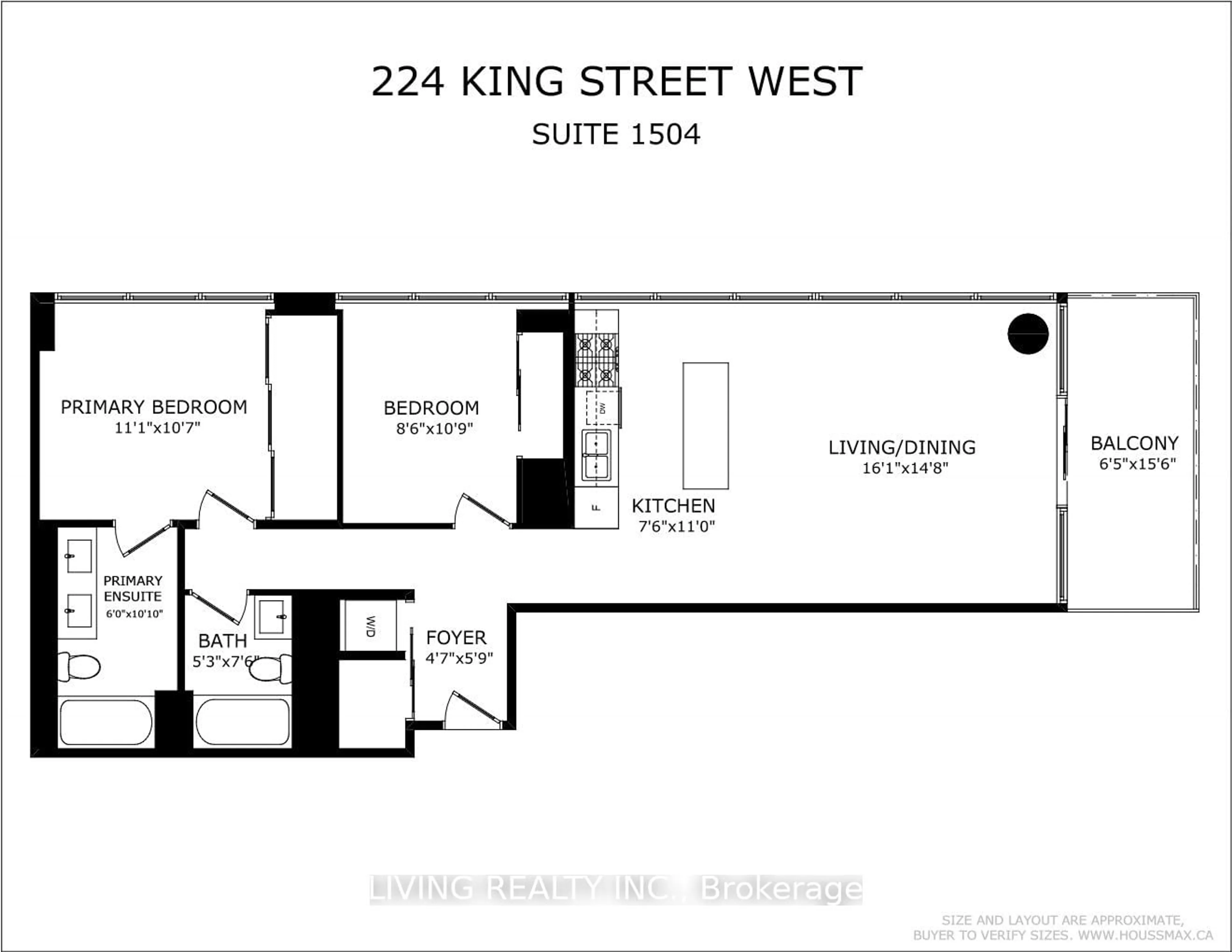 Floor plan for 224 King St #1504, Toronto Ontario M5H 0A6