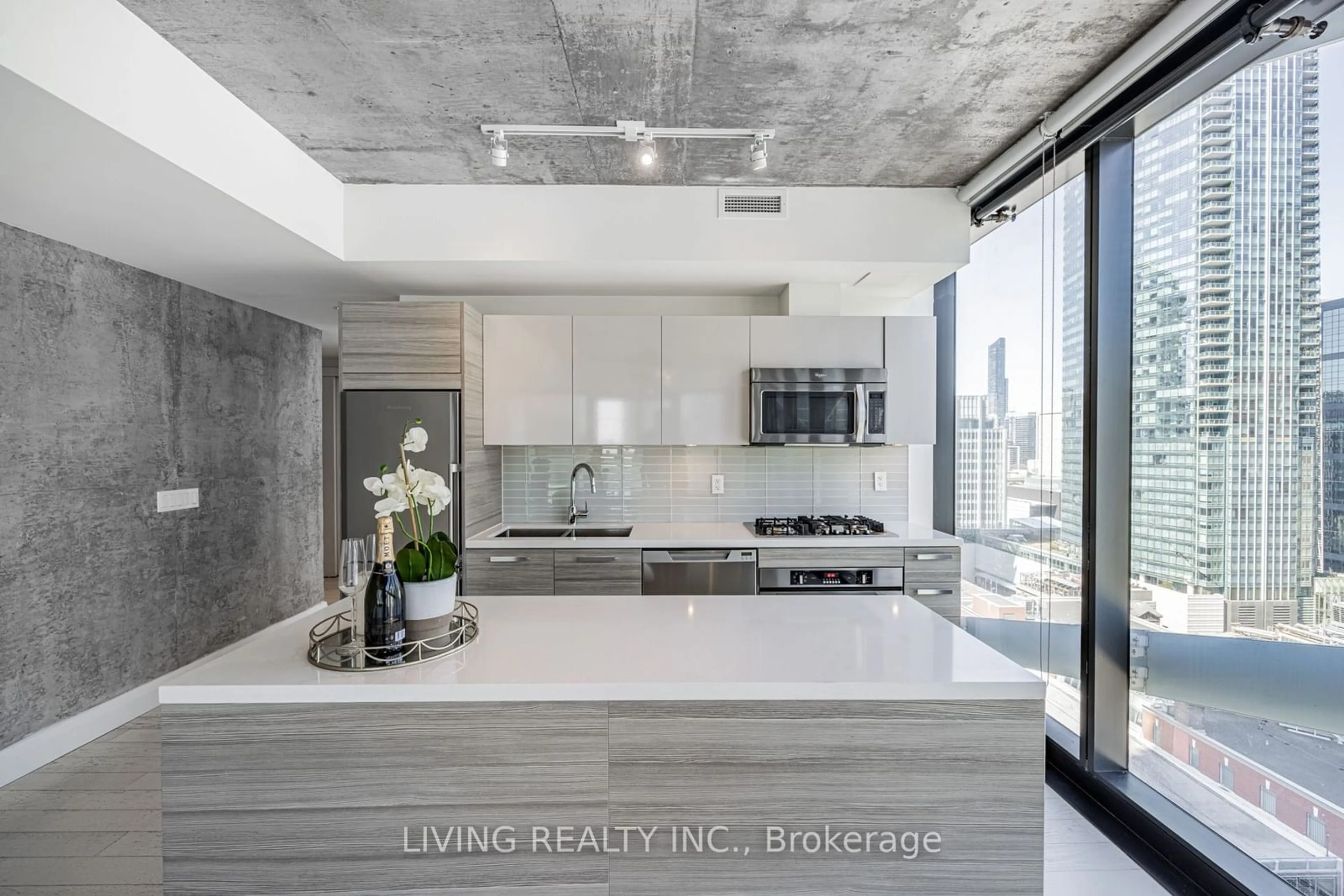 Contemporary kitchen, cement floor for 224 King St #1504, Toronto Ontario M5H 0A6