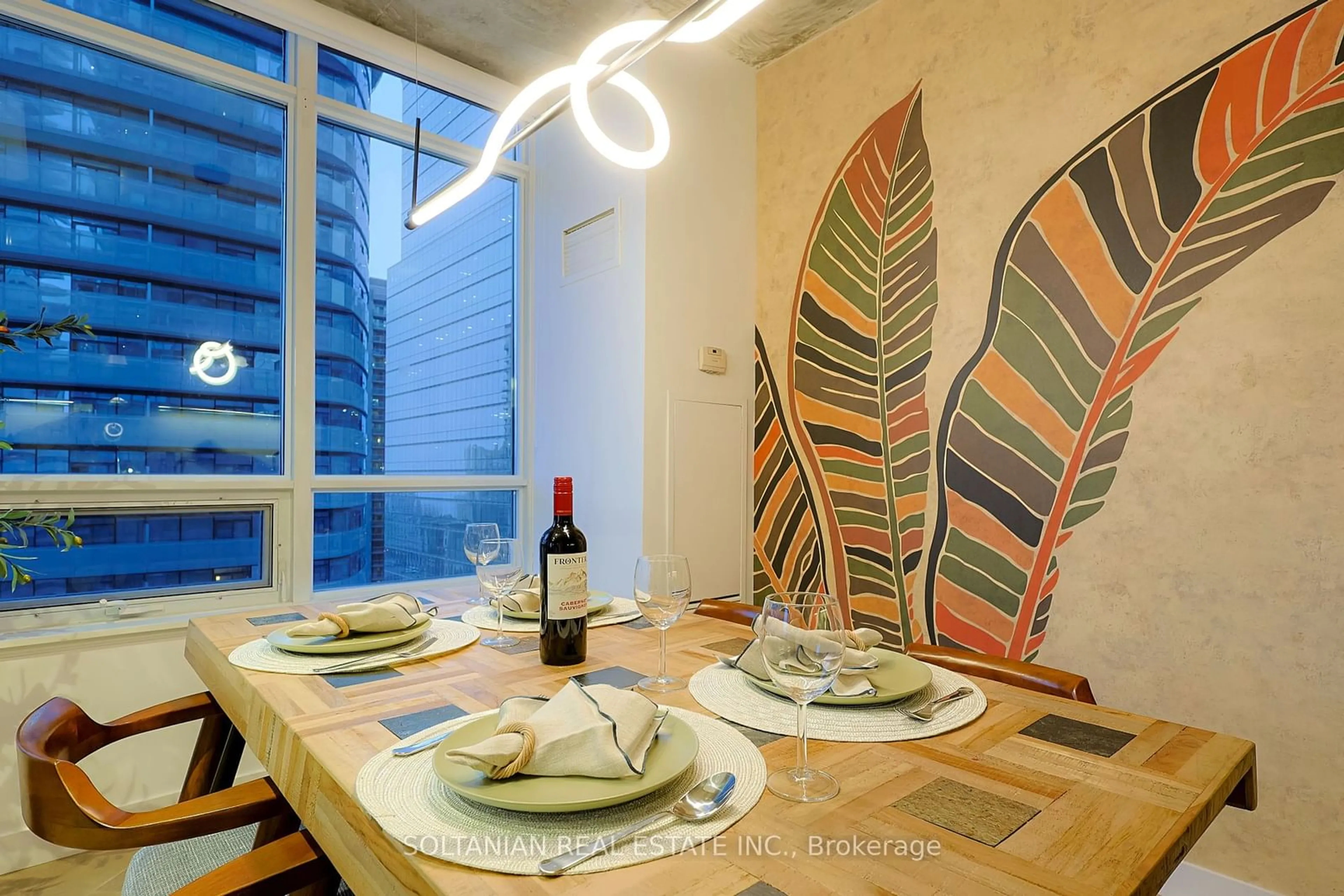 Dining room, ceramic floors, cottage for 55 Bremner Blvd #1810, Toronto Ontario M5J 0A6