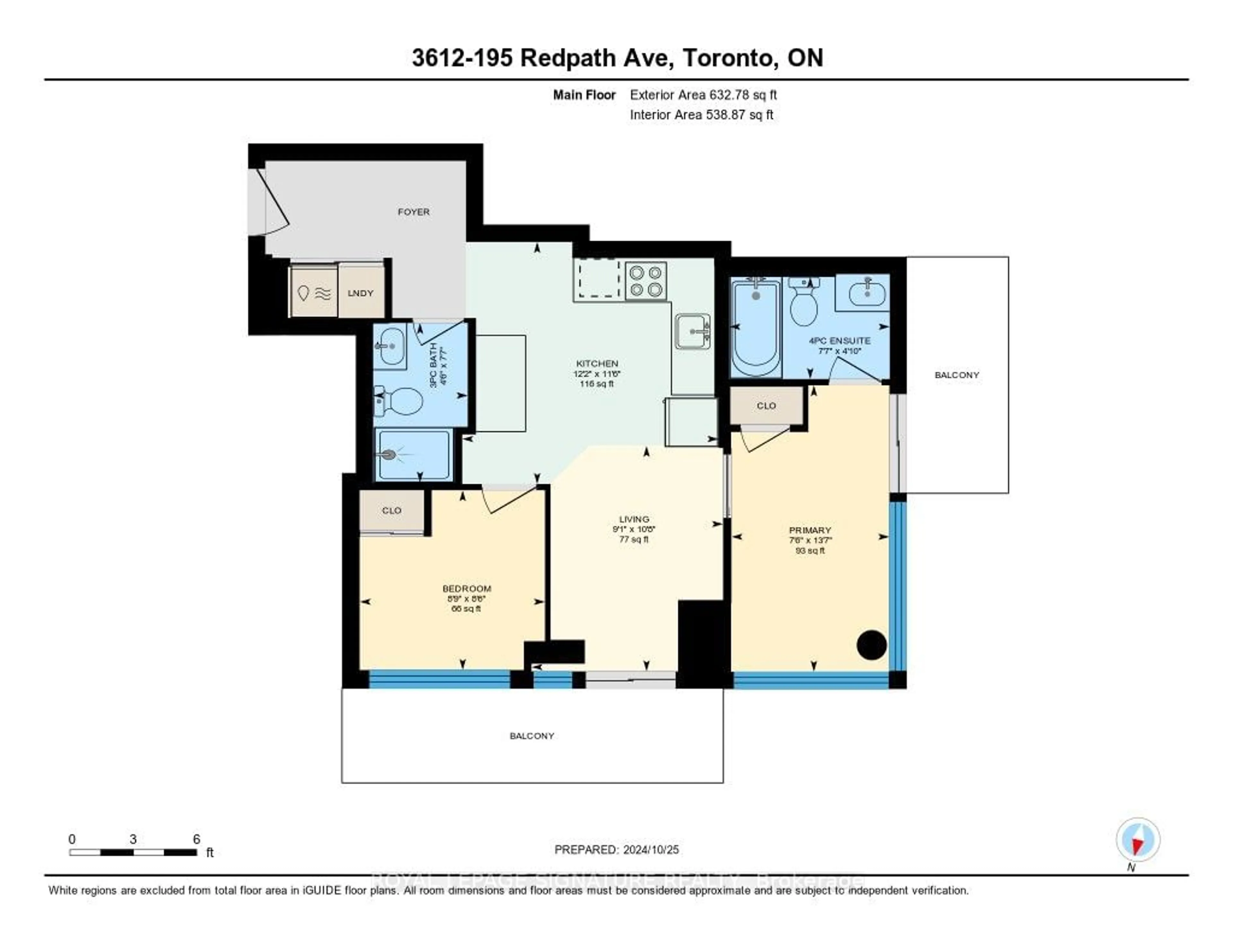 Floor plan for 195 Redpath Ave #3612, Toronto Ontario M4P 0E4