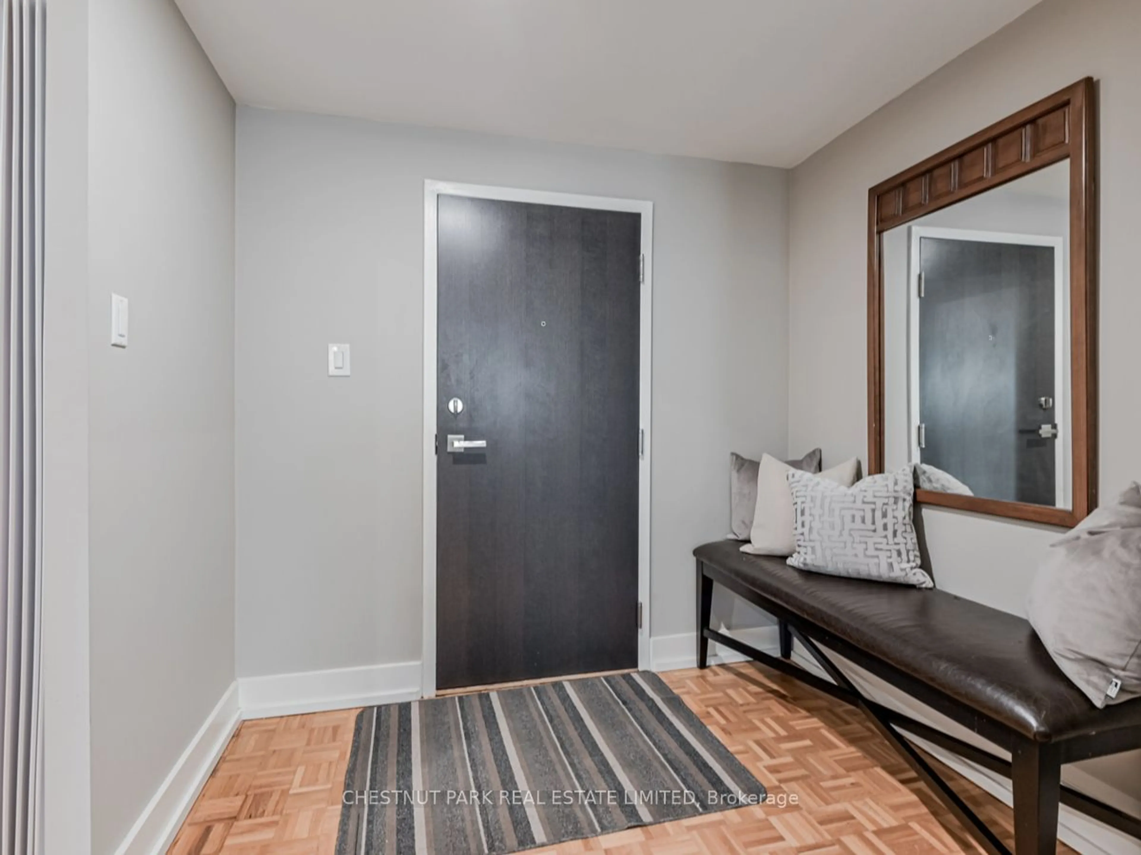 Indoor entryway, wood floors for 15 Mcmurrich St #1502, Toronto Ontario M5R 3M6