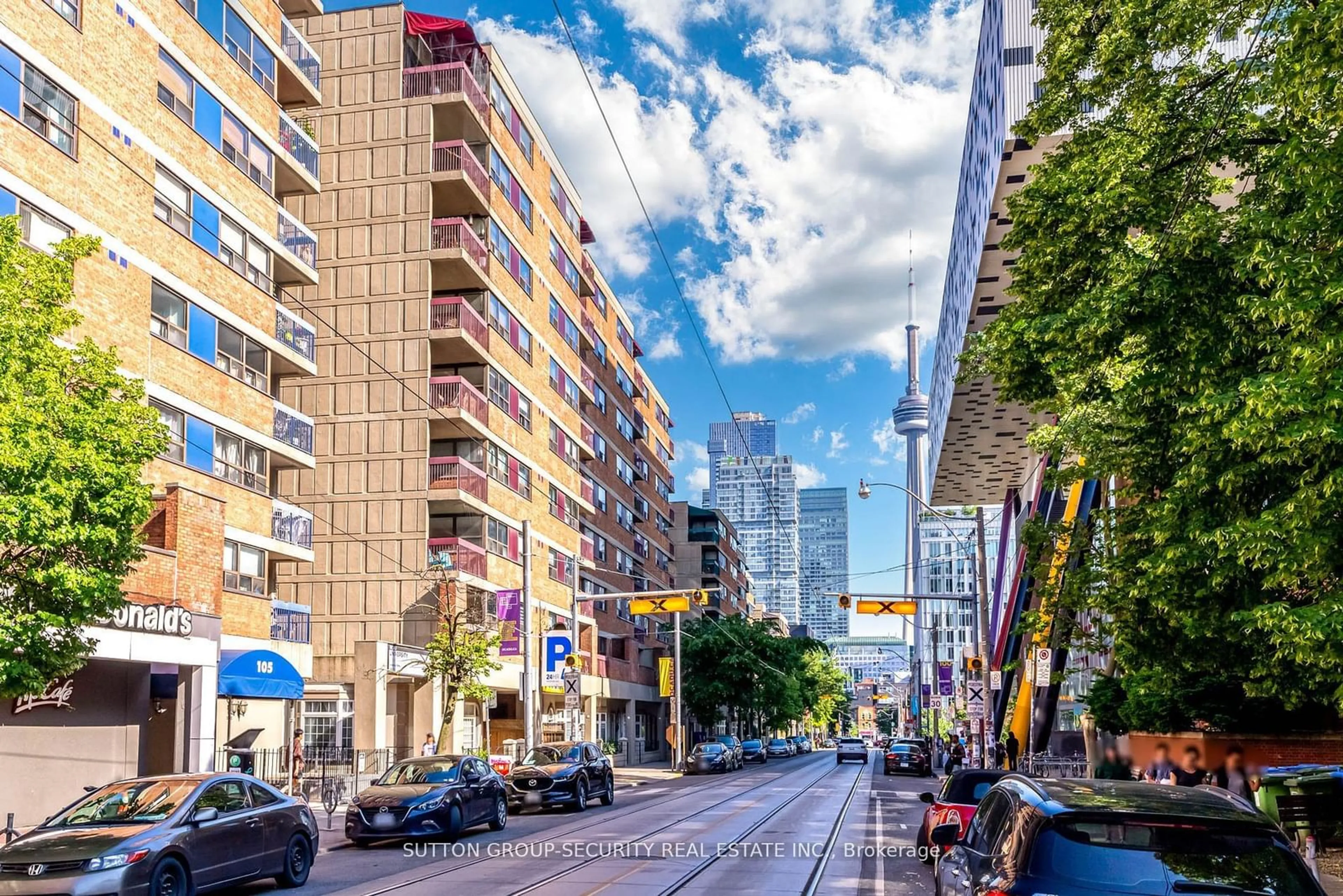 A pic from exterior of the house or condo, the street view for 105 McCaul St #808, Toronto Ontario M5T 2X4