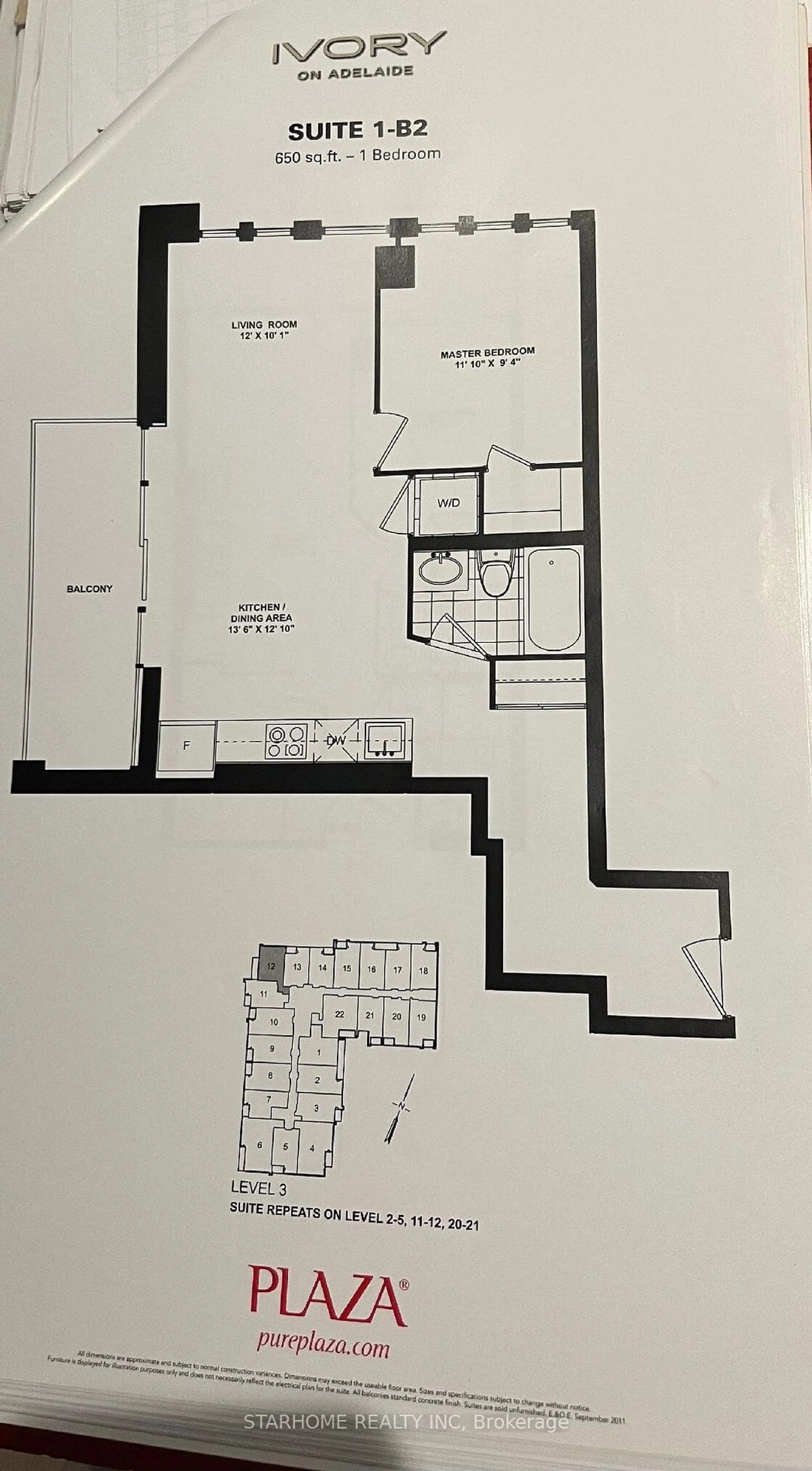 Floor plan for 400 Adelaide St #1012, Toronto Ontario M5A 4S3