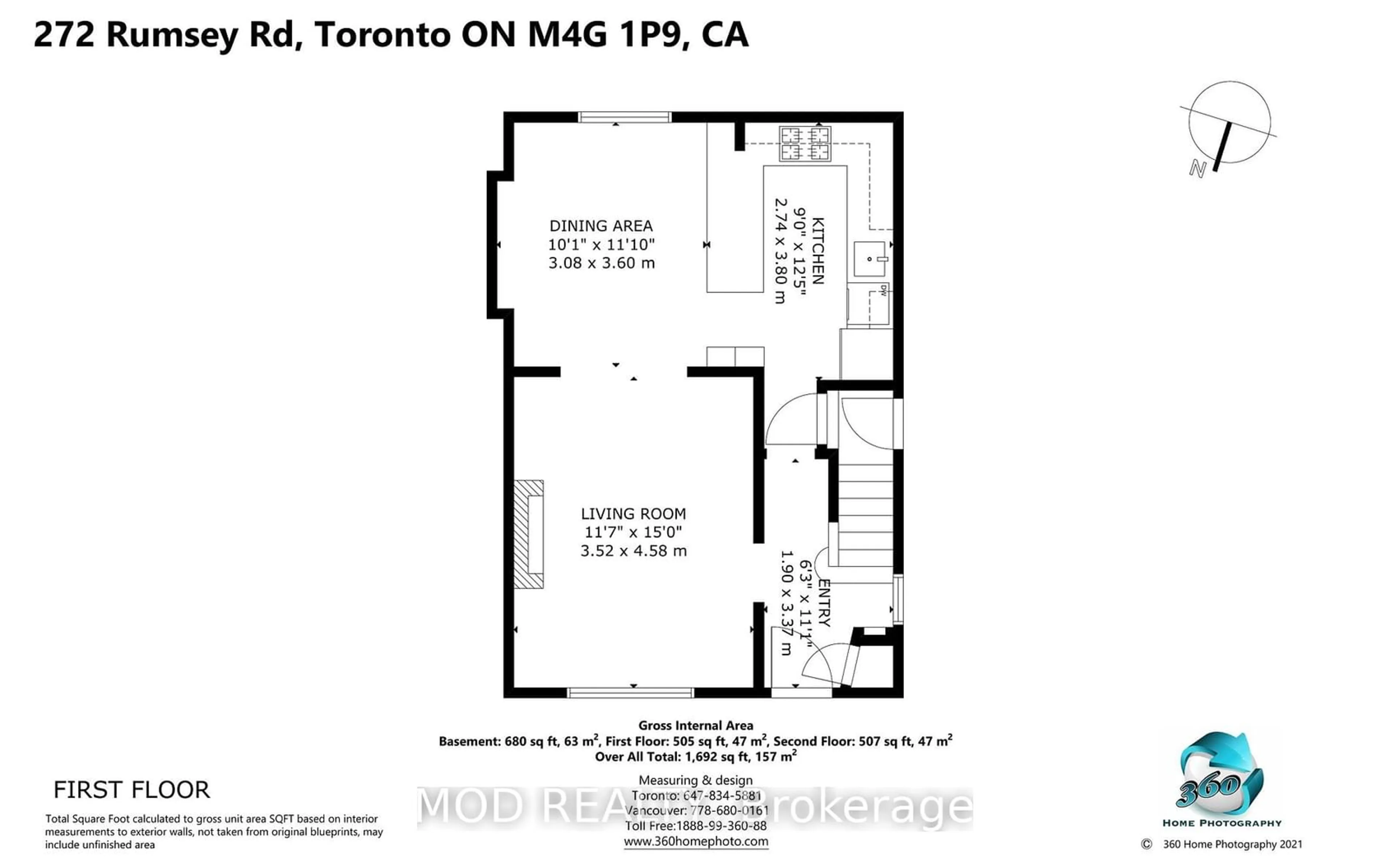 Floor plan for 272 Rumsey Rd, Toronto Ontario M4G 1P9