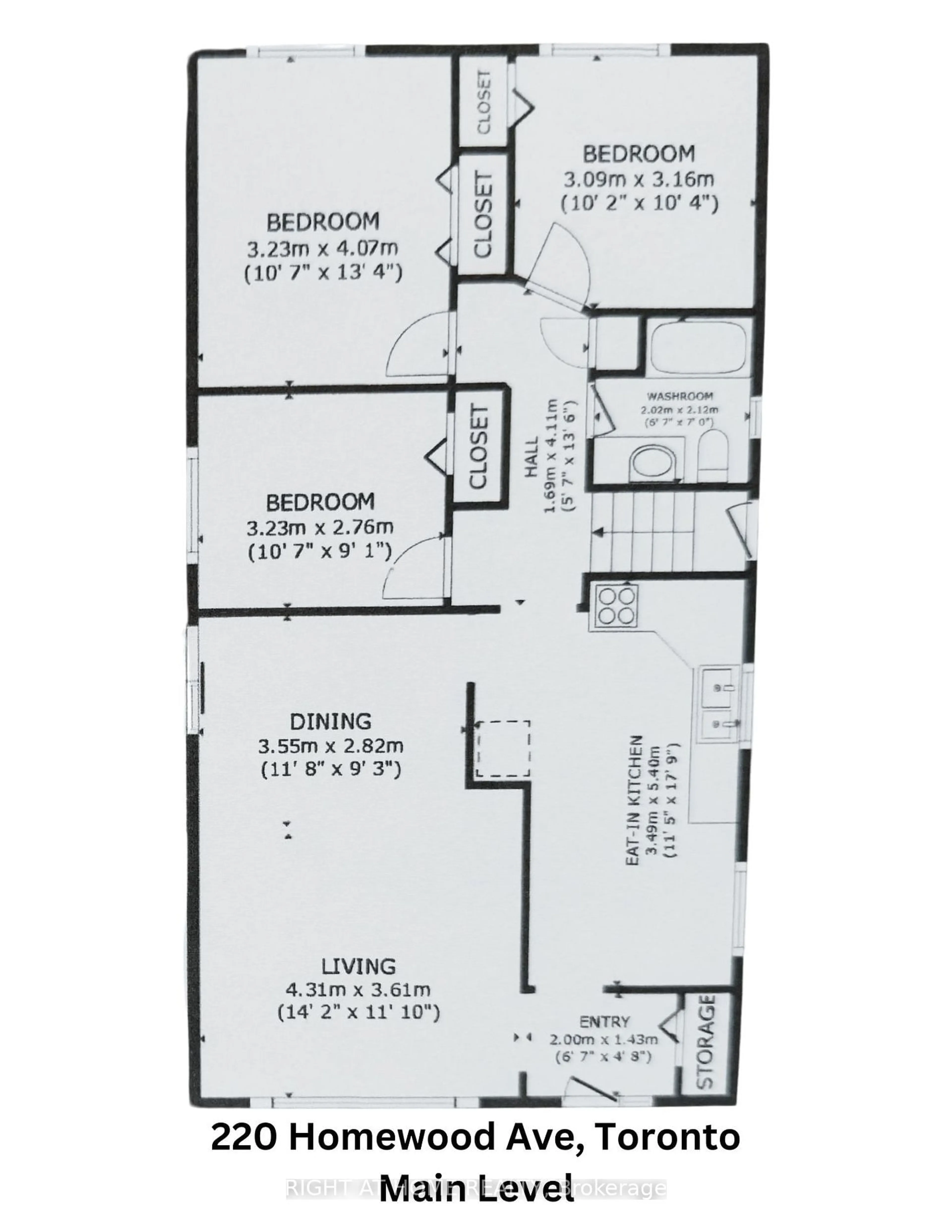 Floor plan for 220 Homewood Ave, Toronto Ontario M2M 1K6