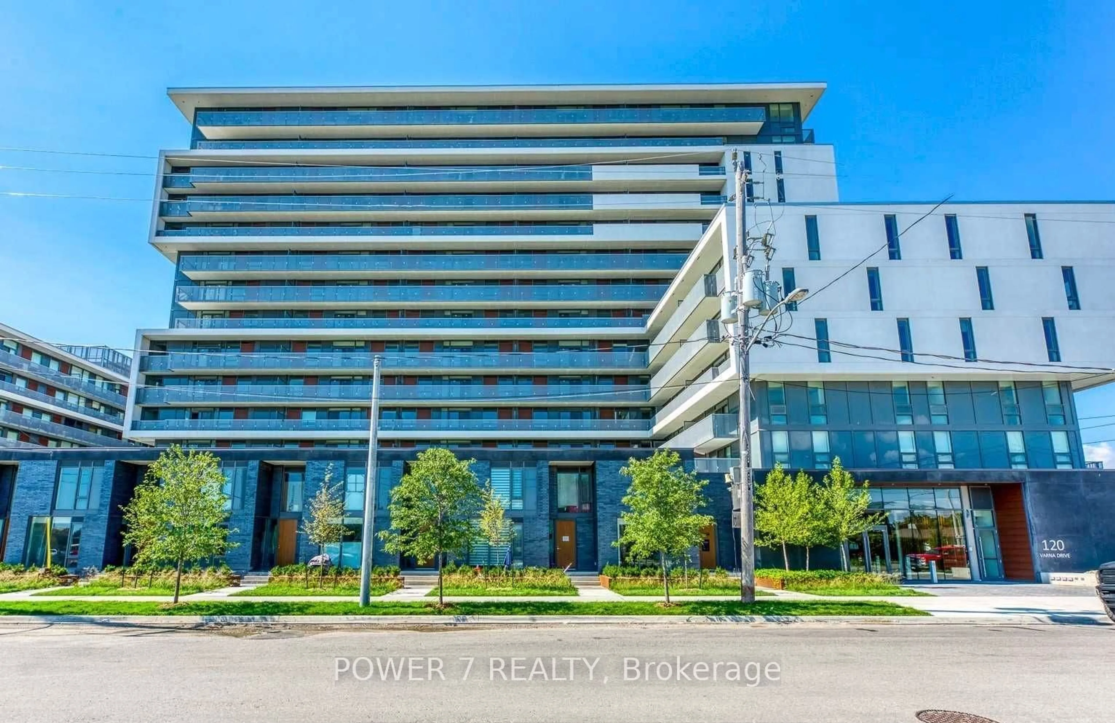 A pic from exterior of the house or condo, the front or back of building for 120 Varna Dr #614, Toronto Ontario M6A 0B3