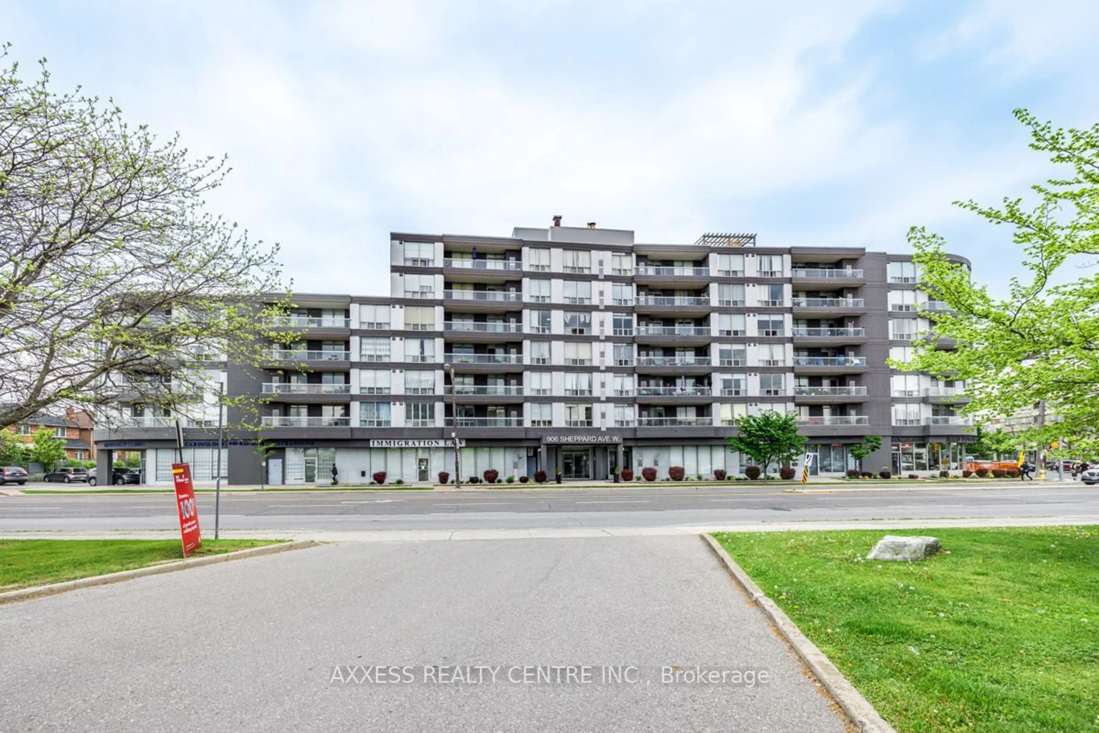 A pic from exterior of the house or condo, the street view for 906 Sheppard Ave #505, Toronto Ontario M3H 2T5