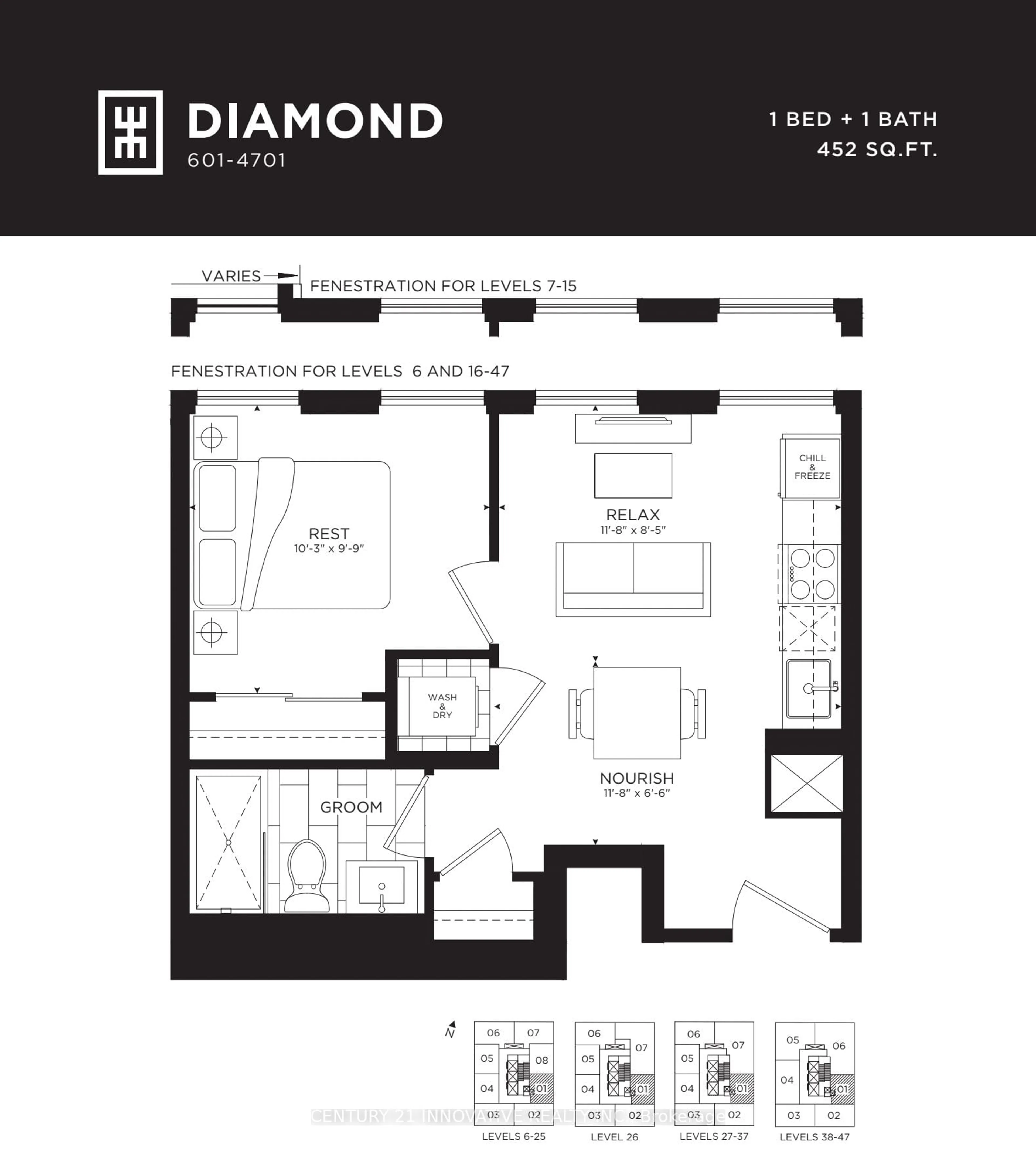 Floor plan for 327 King St #601, Toronto Ontario M5V 0W7